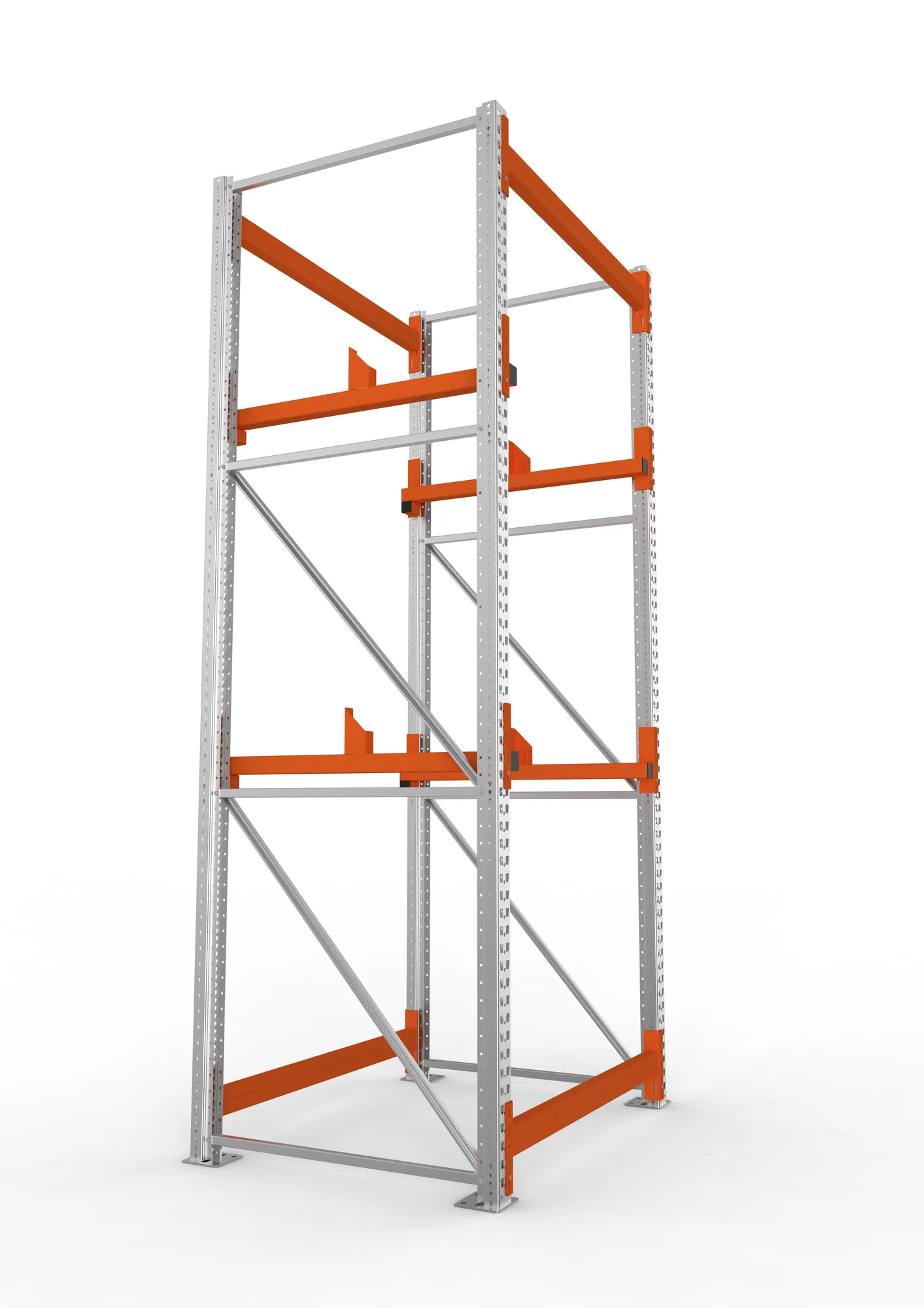 META MULTIPAL, Kabeltrommelregal, Grundregal, 3300 x 1300 x 1100 mm, Feldlast 4000 kg, 2 Ebenen, Typ 1, verzinkt – Seitenansicht