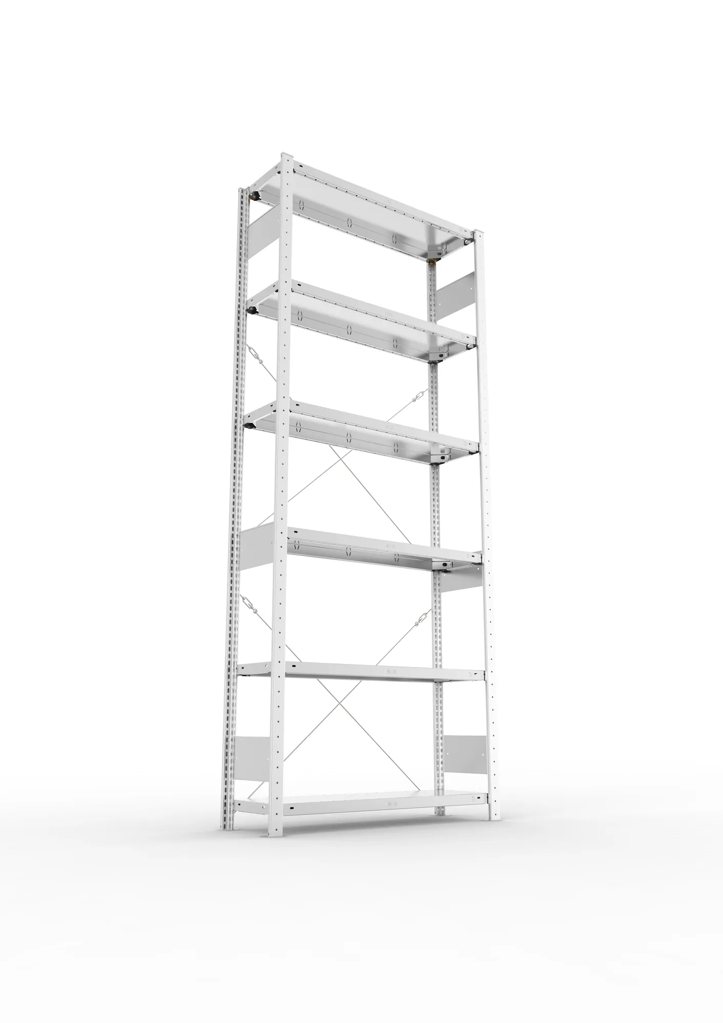 META CLIP S3, Fachbodenregal, Grundregal, 2500 x 1000 x 300 mm, Fachlast 150 kg, 6 Ebenen, verzinkt – Ansicht von unten