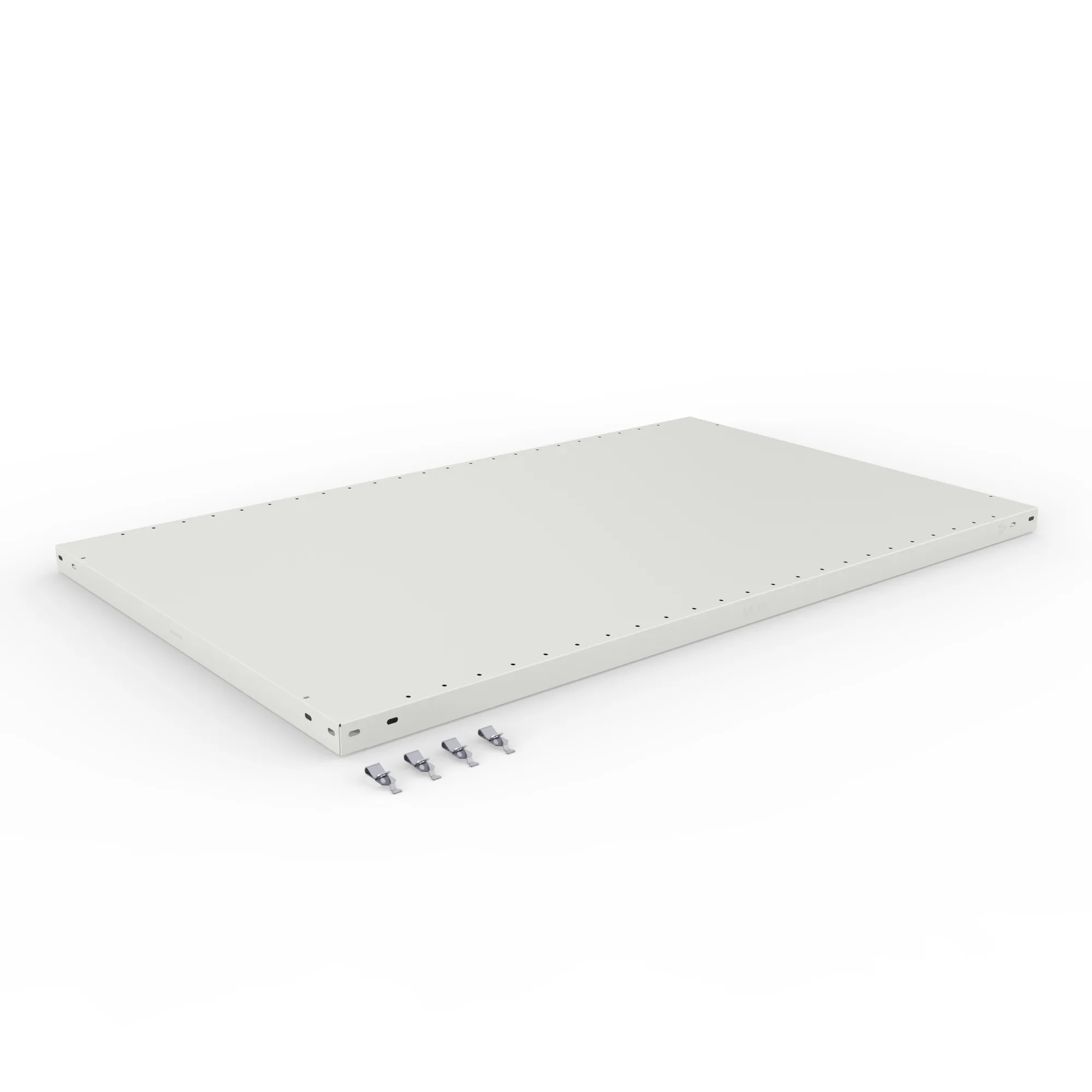 META CLIP, Zusatz-Fachboden, 1300 x 800 mm, 230 kg, RAL 7035 – Ansicht in Blickhöhe