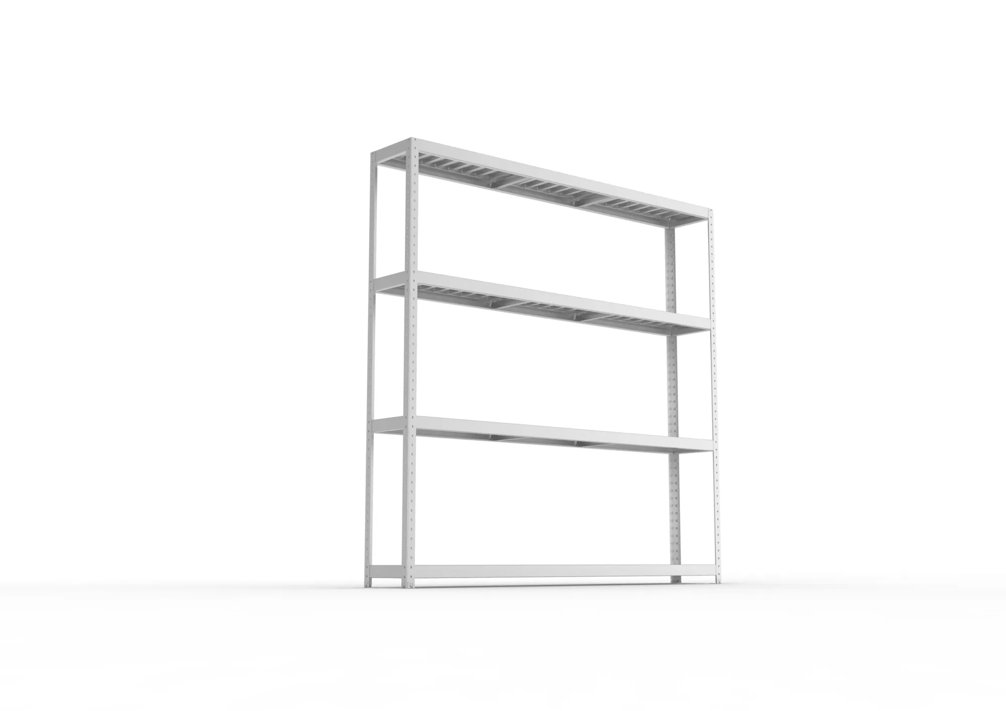 META SPEED-RACK, Weitspannregal, 2470 x 2500 x 400 mm, Fachlast 400 kg, Stahlpaneelböden, 4 Ebenen – Ansicht von unten