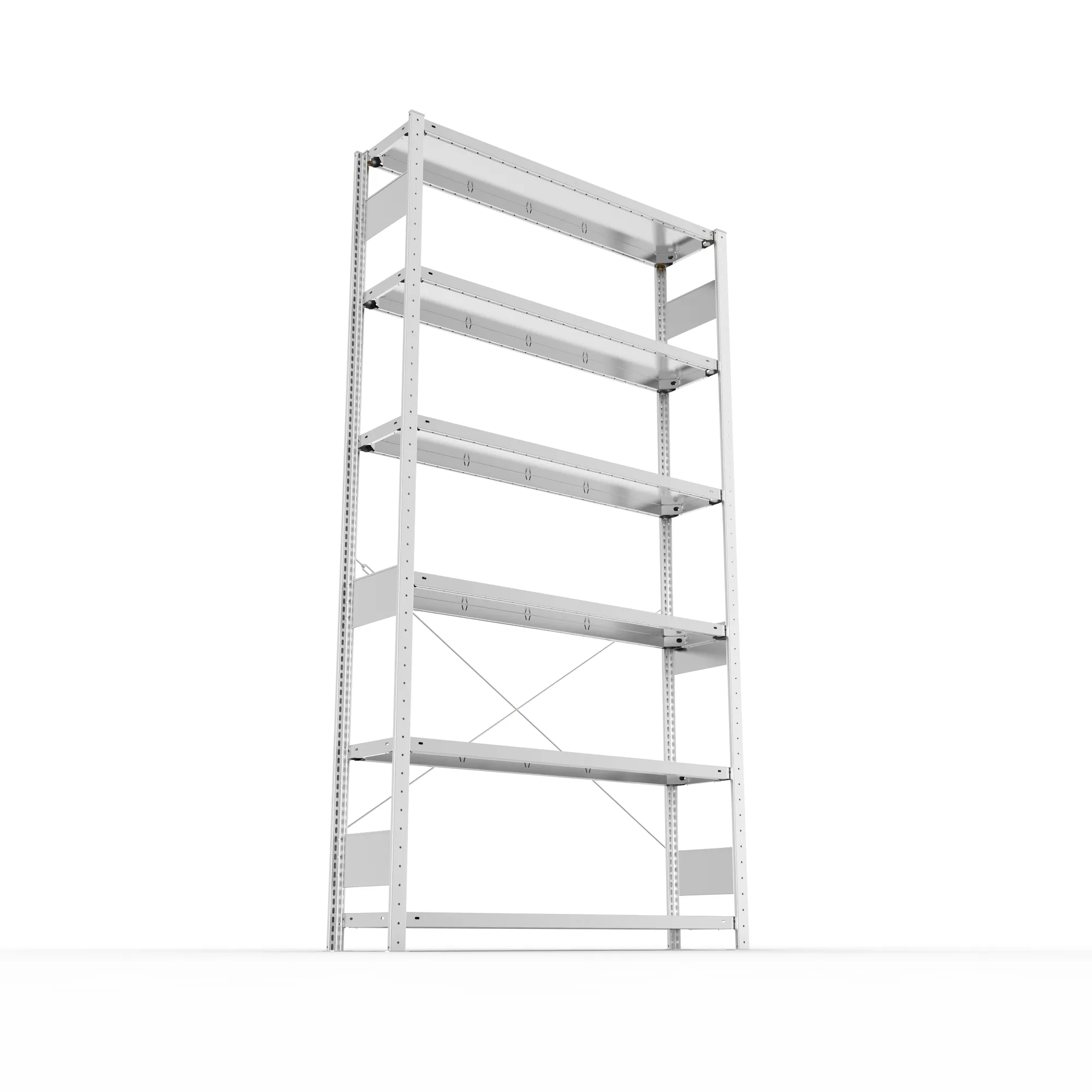META CLIP S3, Fachbodenregal, Grundregal, 2500 x 1300 x 300 mm, Fachlast 230 kg, 6 Ebenen, verzinkt – Ansicht von unten