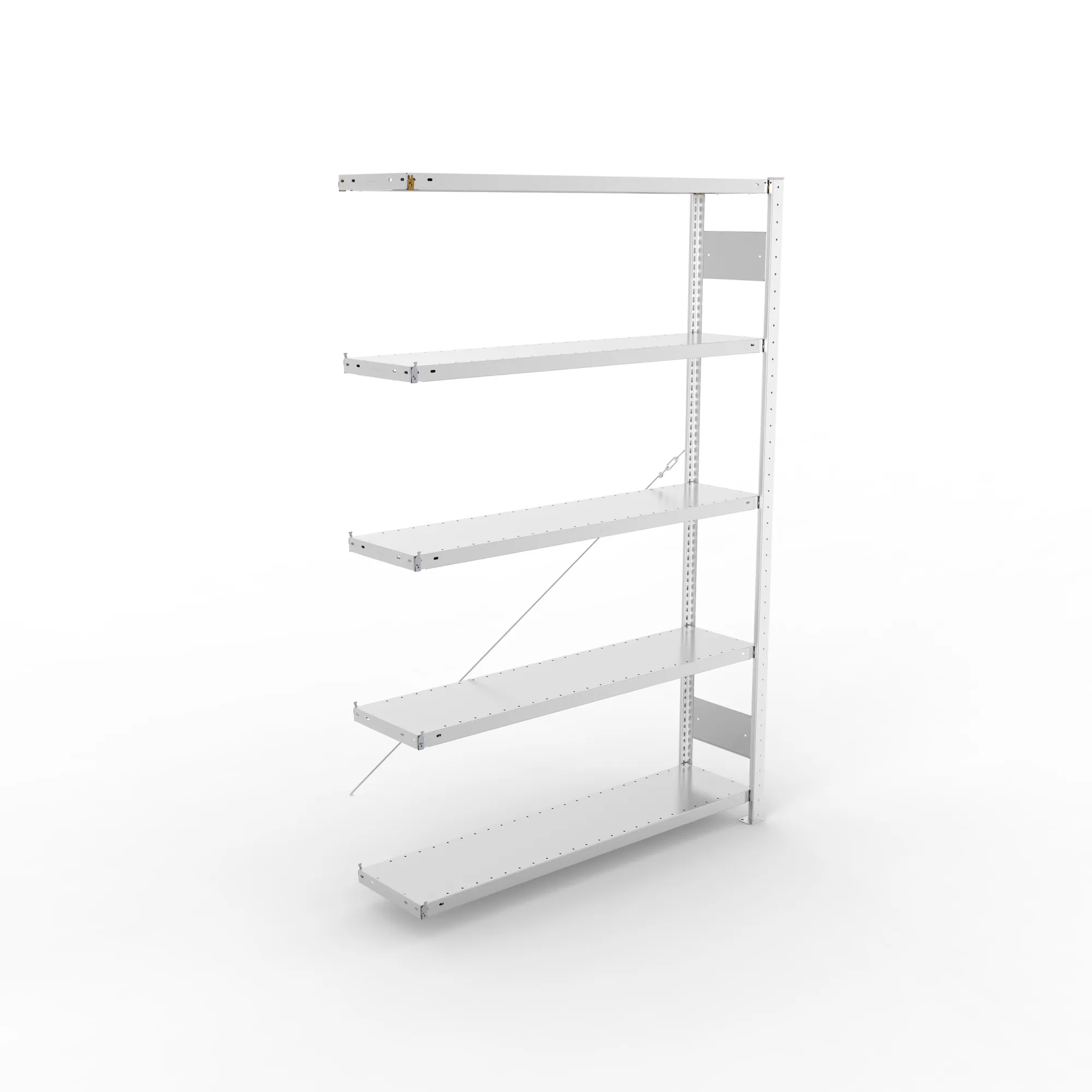 META CLIP, Fachbodenregal, Anbauregal, 2000 x 1300 x 300 mm, Fachlast 230 kg, 5 Ebenen, verzinkt – Ansicht von oben