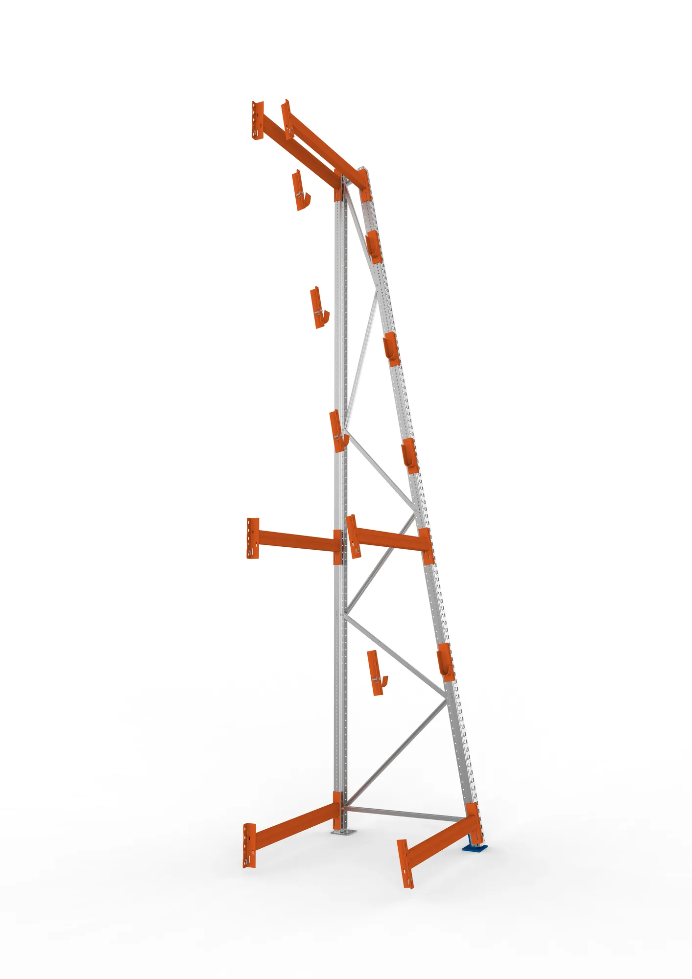 META MULTIPAL, Kabeltrommelregal, Anbauregal, 4900 x 1100 x 1100 mm, Feldlast 3000 kg, 4 Ebenen, Typ 3/A-Ständer, verzinkt – Seitenansicht