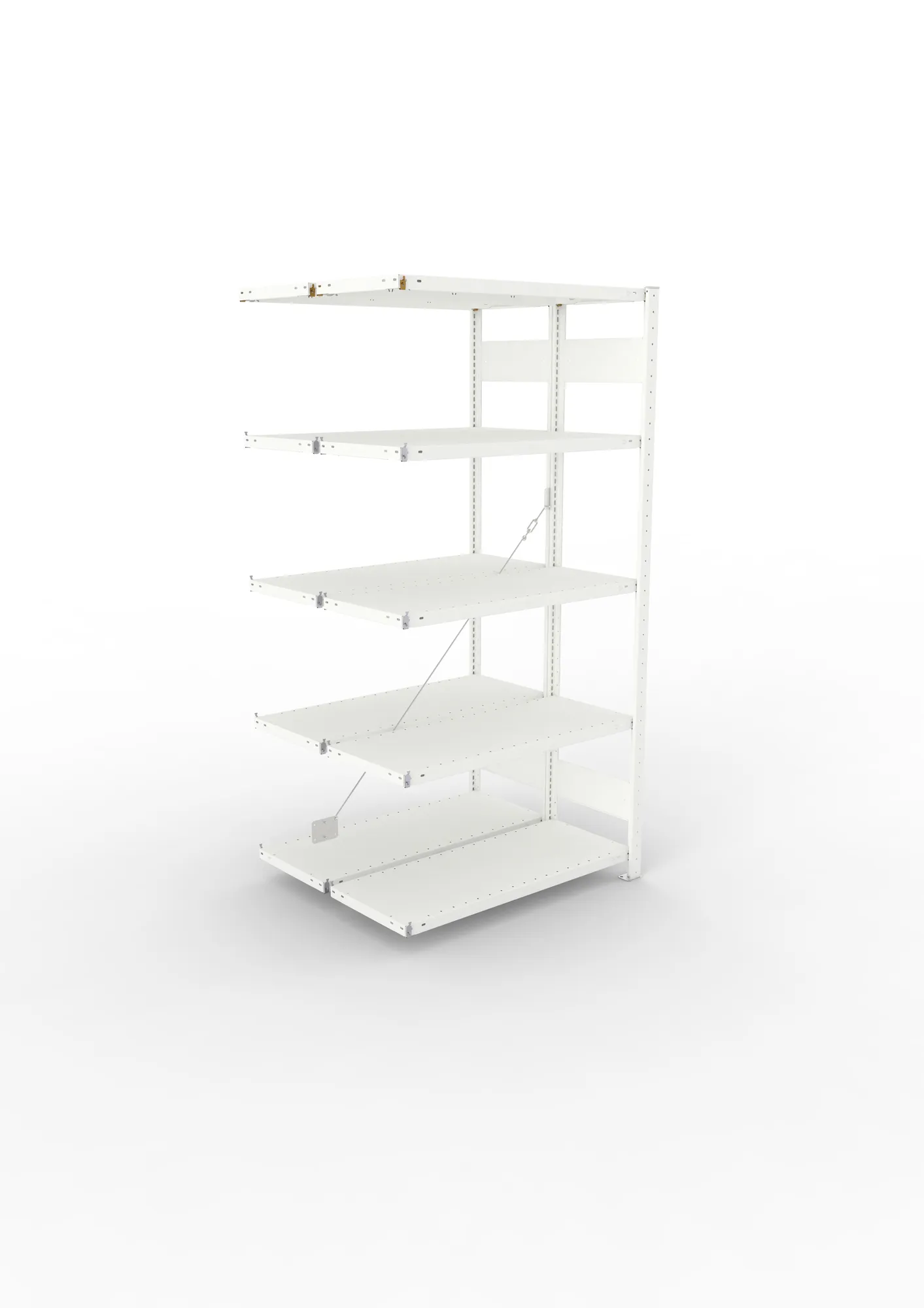 META CLIP, Fachbodenregal, Doppel-Anbauregal, 2000 x 1000 x 400 mm, Fachlast 150 kg, 5 Ebenen, RAL 7035 – Ansicht von oben