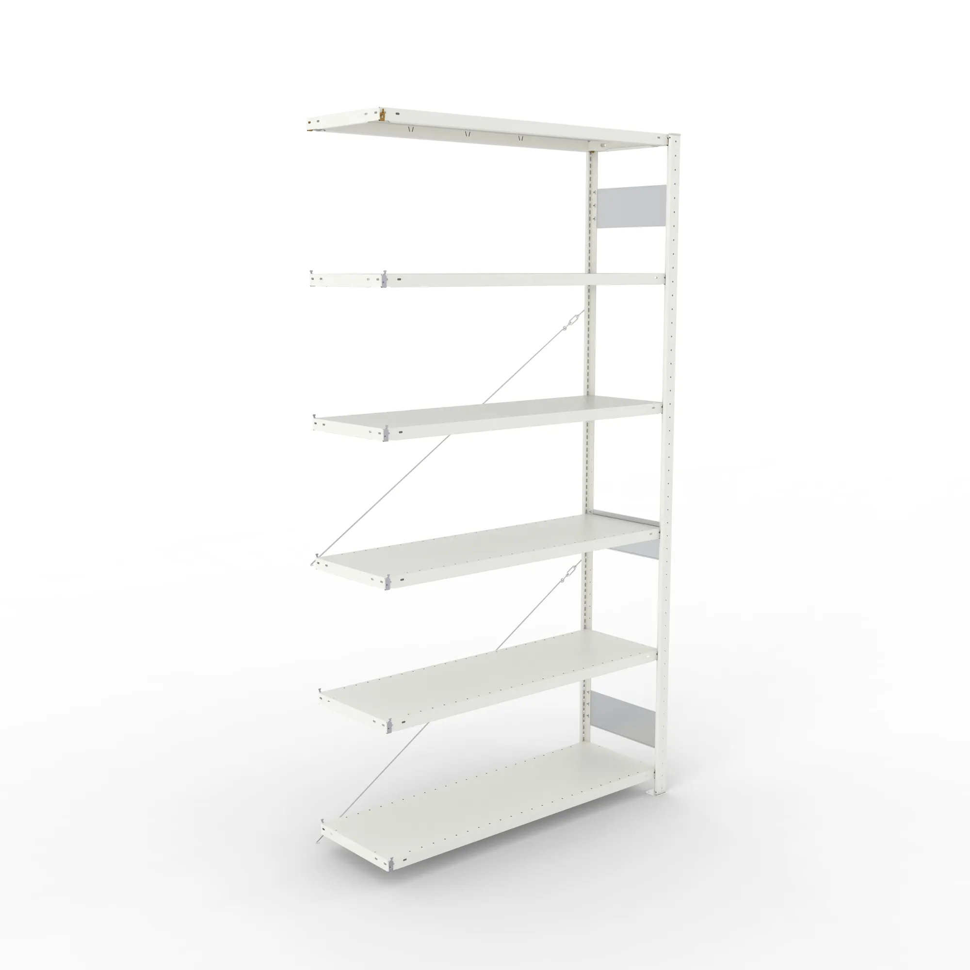 META CLIP S3, Fachbodenregal, Anbauregal, 2500 x 1300 x 400 mm, Fachlast 150 kg, 6 Ebenen, RAL 7035 – Ansicht von oben