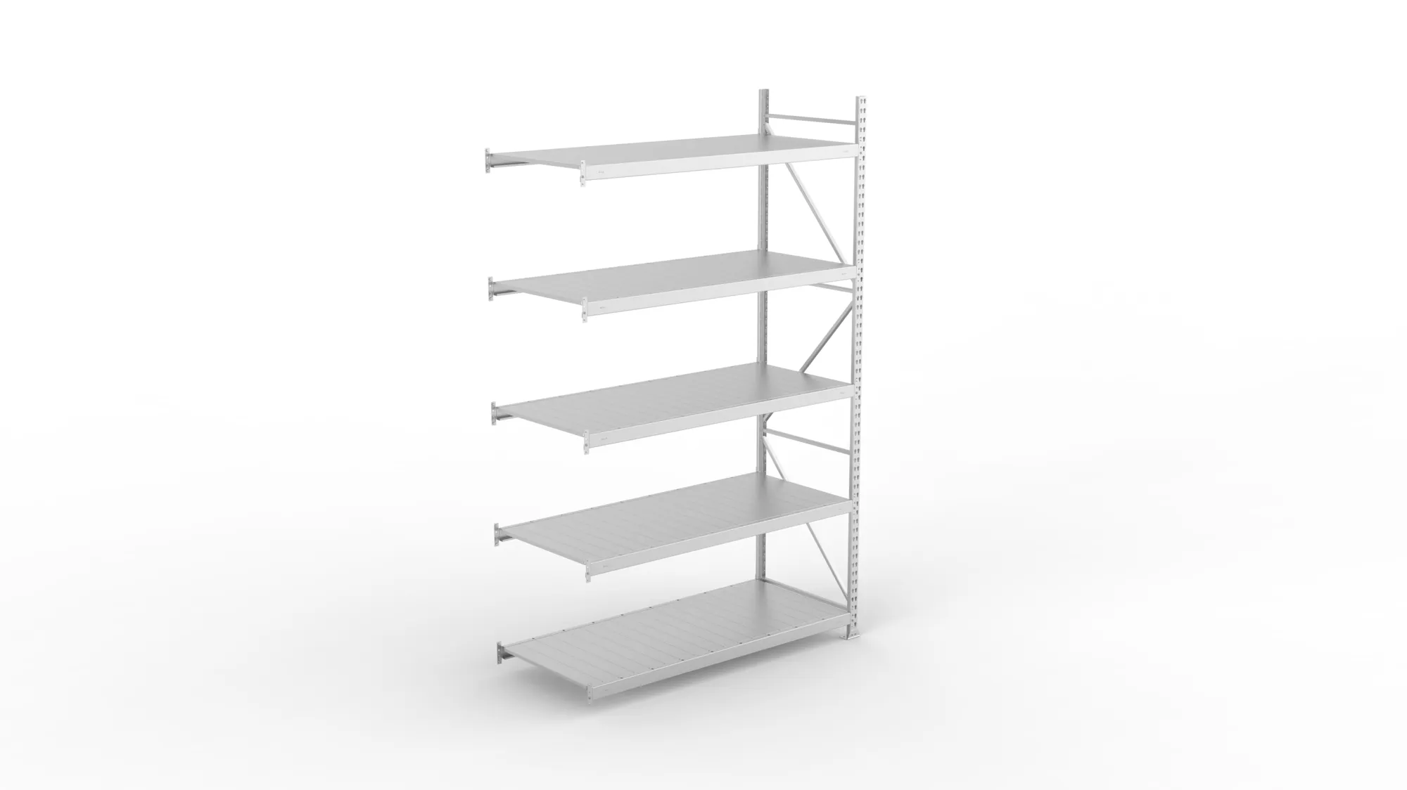 META MINI-RACK, Weitspannregal, Anbauregal, 3000 x 1800 x 800 mm, Fachlast 600 kg, Stahlpaneelböden, 5 Ebenen – Ansicht von oben