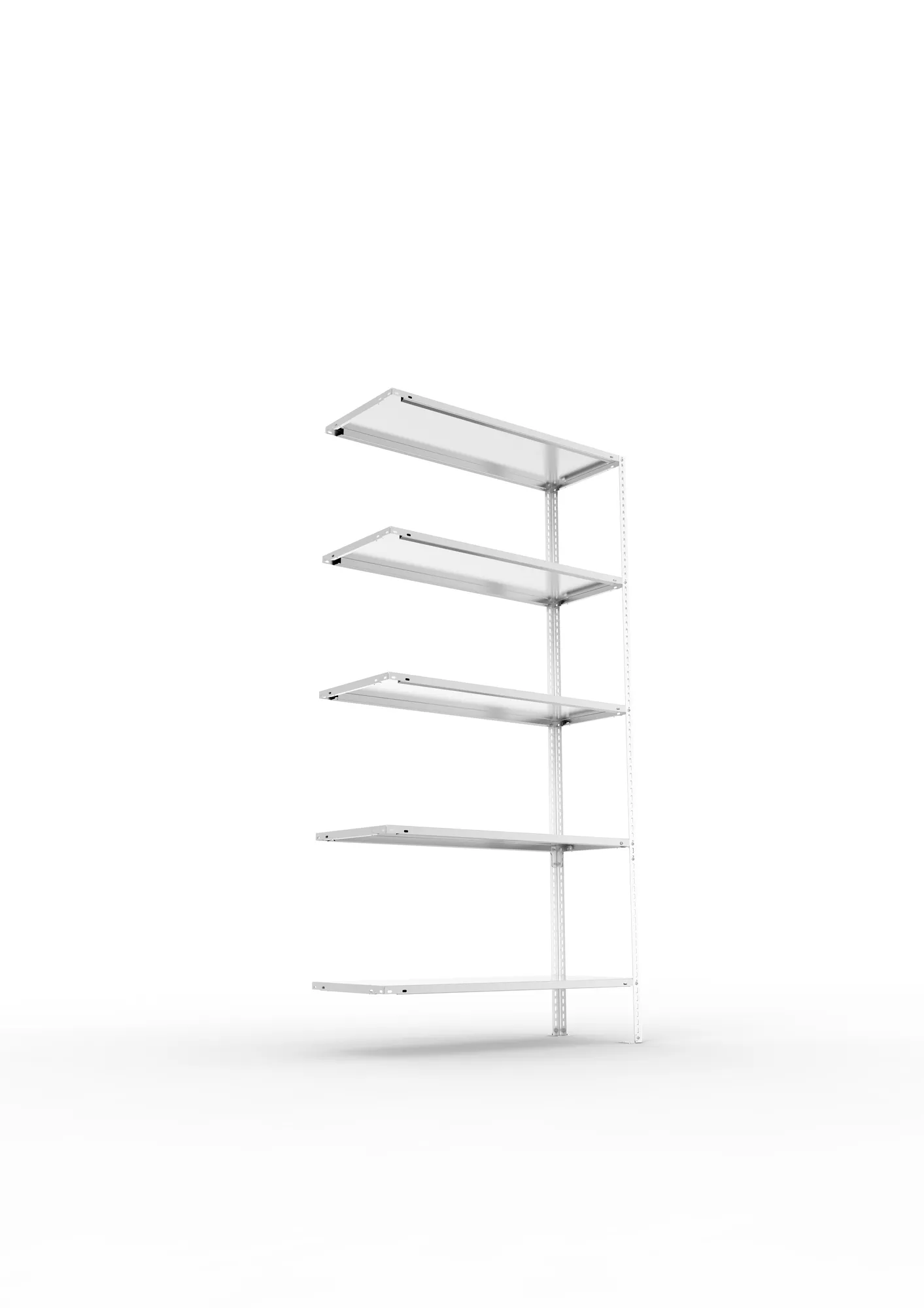 META FIX, Fachbodenregal, Anbauregal, 2000 x 1000 x 400 mm, Fachlast 80 kg, 5 Ebenen, verzinkt – Ansicht von unten