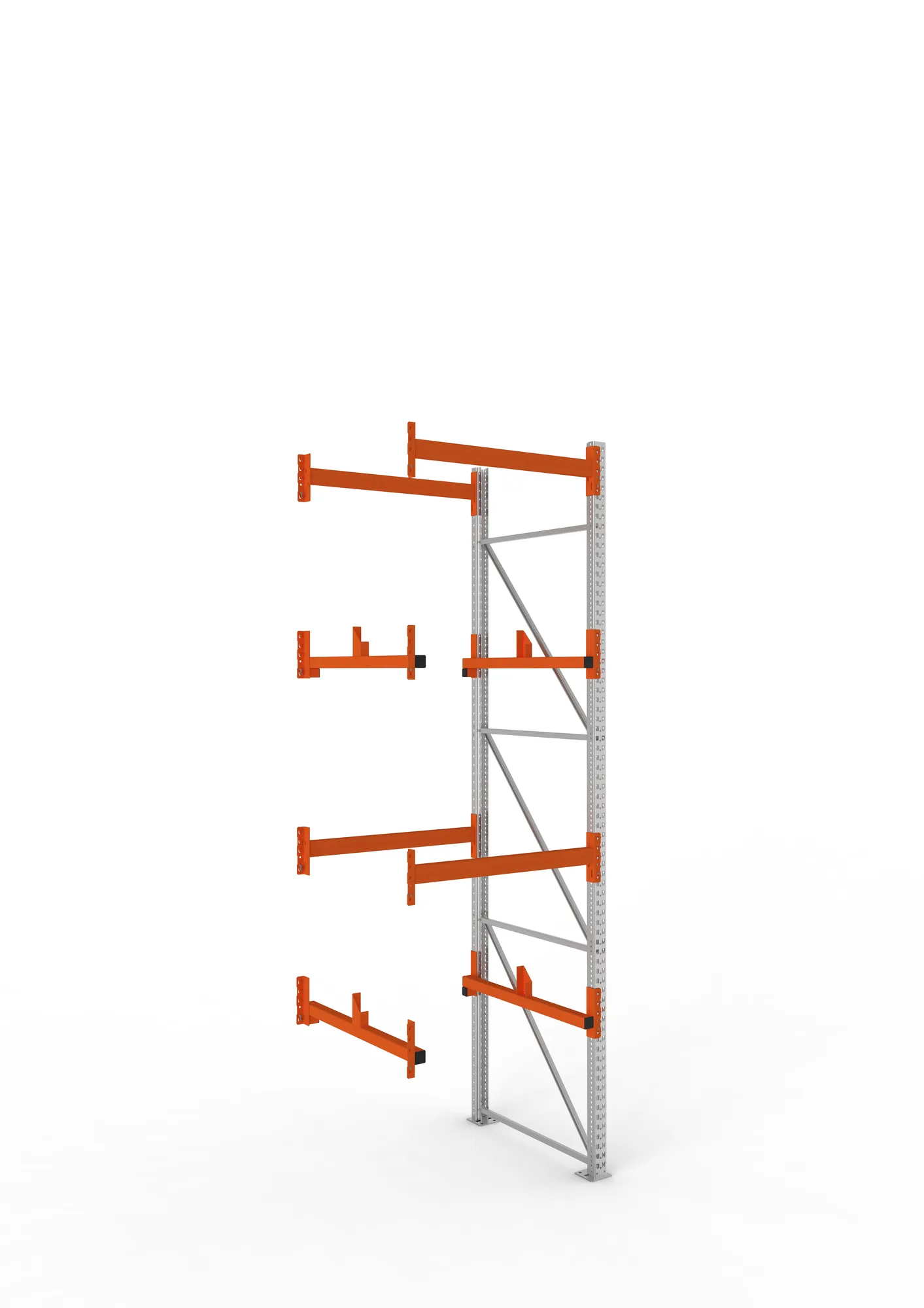 META MULTIPAL, Kabeltrommelregal, Anbauregal, 3800 x 1100 x 1100 mm, Feldlast 4000 kg, 2 Ebenen, Typ 1, verzinkt – Ansicht in Blickhöhe