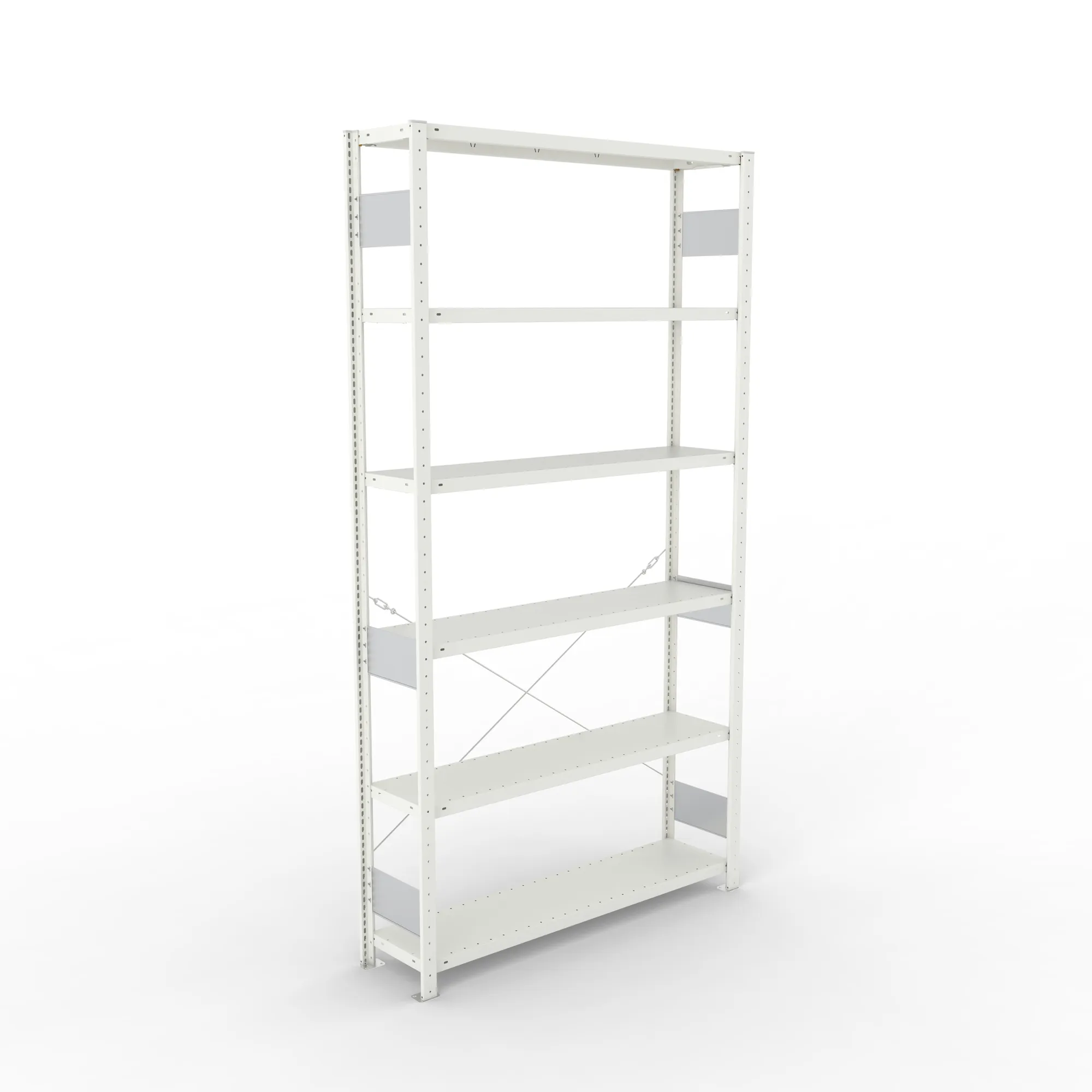 META CLIP S3, Fachbodenregal, Grundregal, 2500 x 1300 x 300 mm, Fachlast 230 kg, 6 Ebenen, RAL 7035 – Ansicht von oben