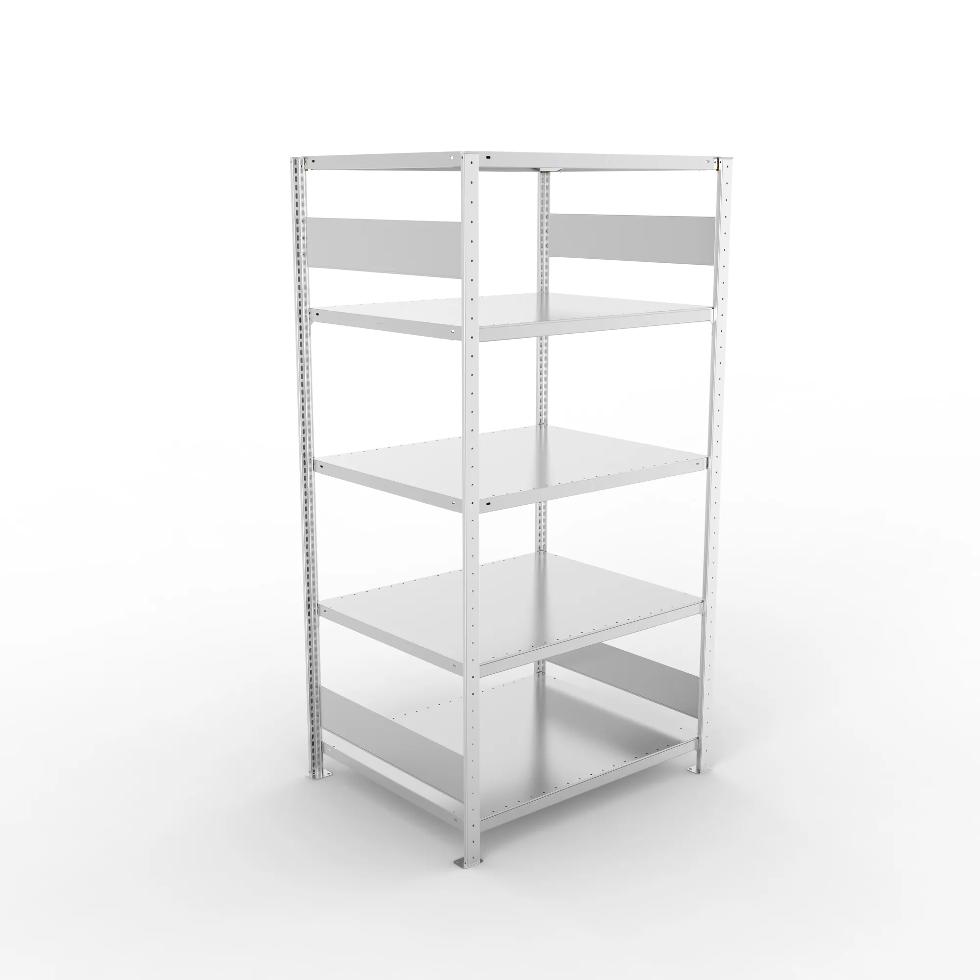 META CLIP S3, Fachbodenregal, Grundregal, 2000 x 1000 x 800 mm, Fachlast 230 kg, 5 Ebenen, Längsriegel, verzinkt – Ansicht von oben