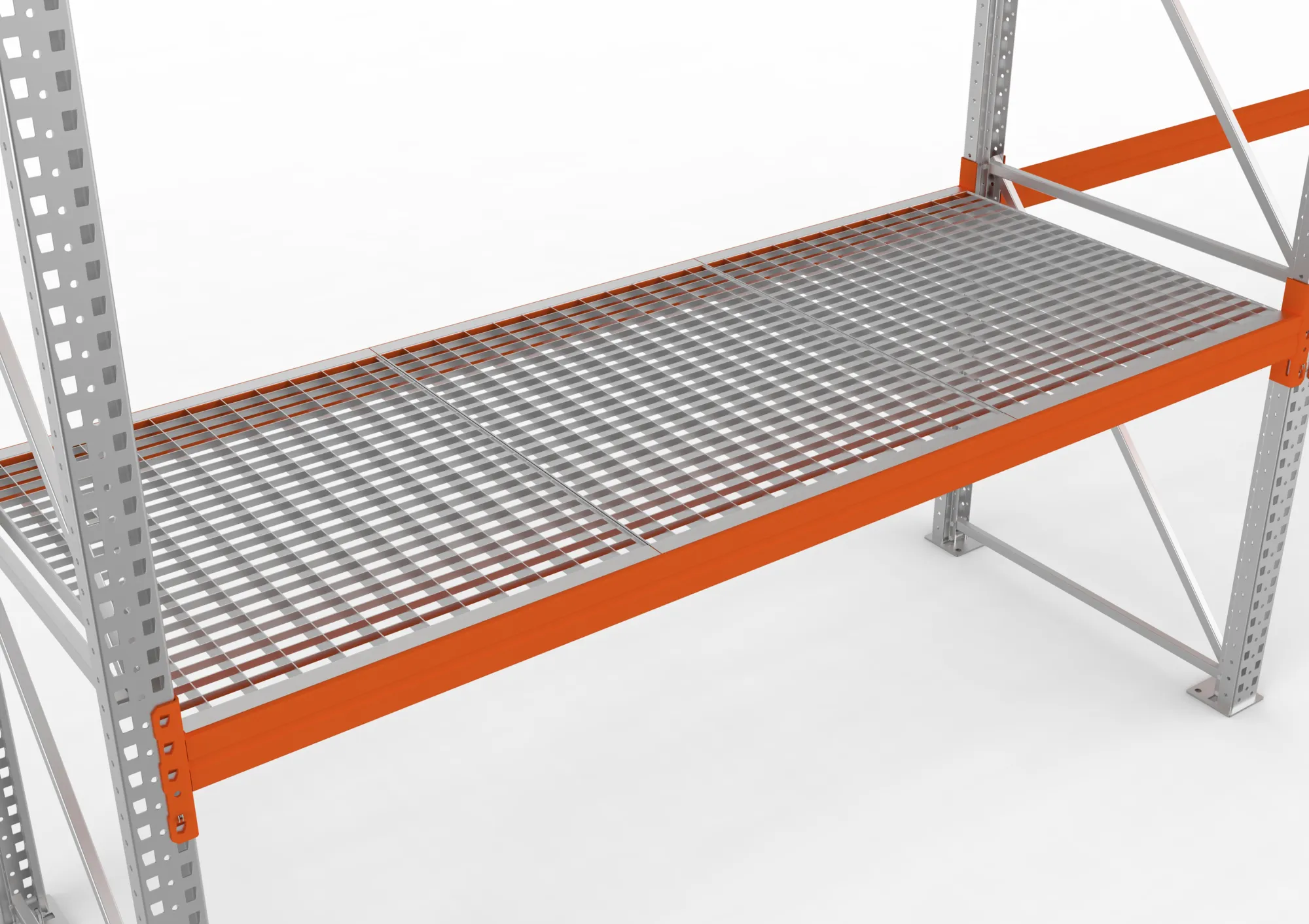 META MULTIPAL, Gitterrostboden eingelegt, 2700 x 1100 mm, 850 kg/m², feuerverzinkt – im eingebauten Zustand
