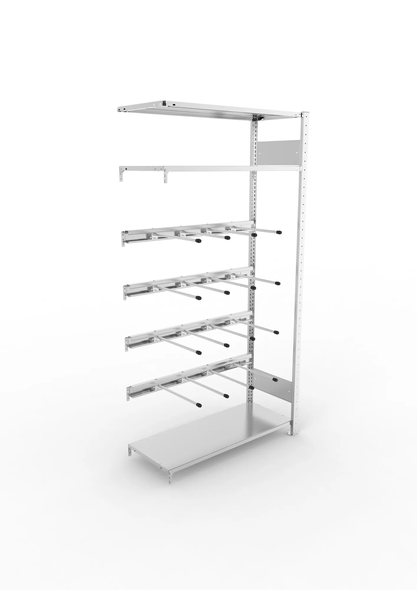 META CLIP, Keilriemenregal, Anbauregal, 2000 x 1000 x 400 mm, 4 Ebenen, verzinkt – Ansicht von oben