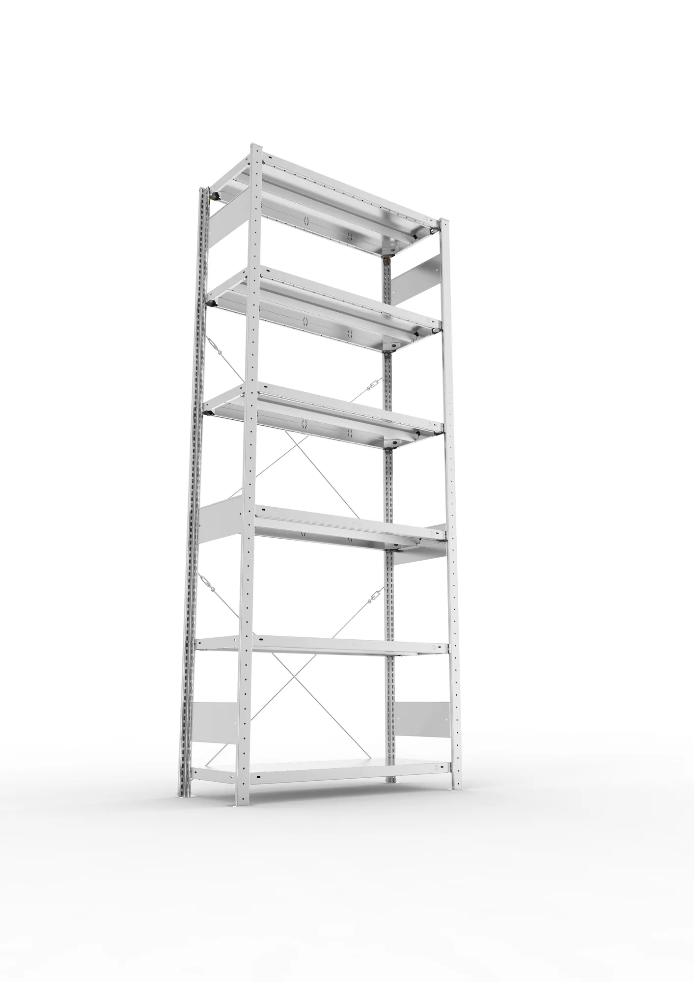 META CLIP, Fachbodenregal, Grundregal, 2500 x 1000 x 400 mm, Fachlast 330 kg, 6 Ebenen, verzinkt – Ansicht von unten