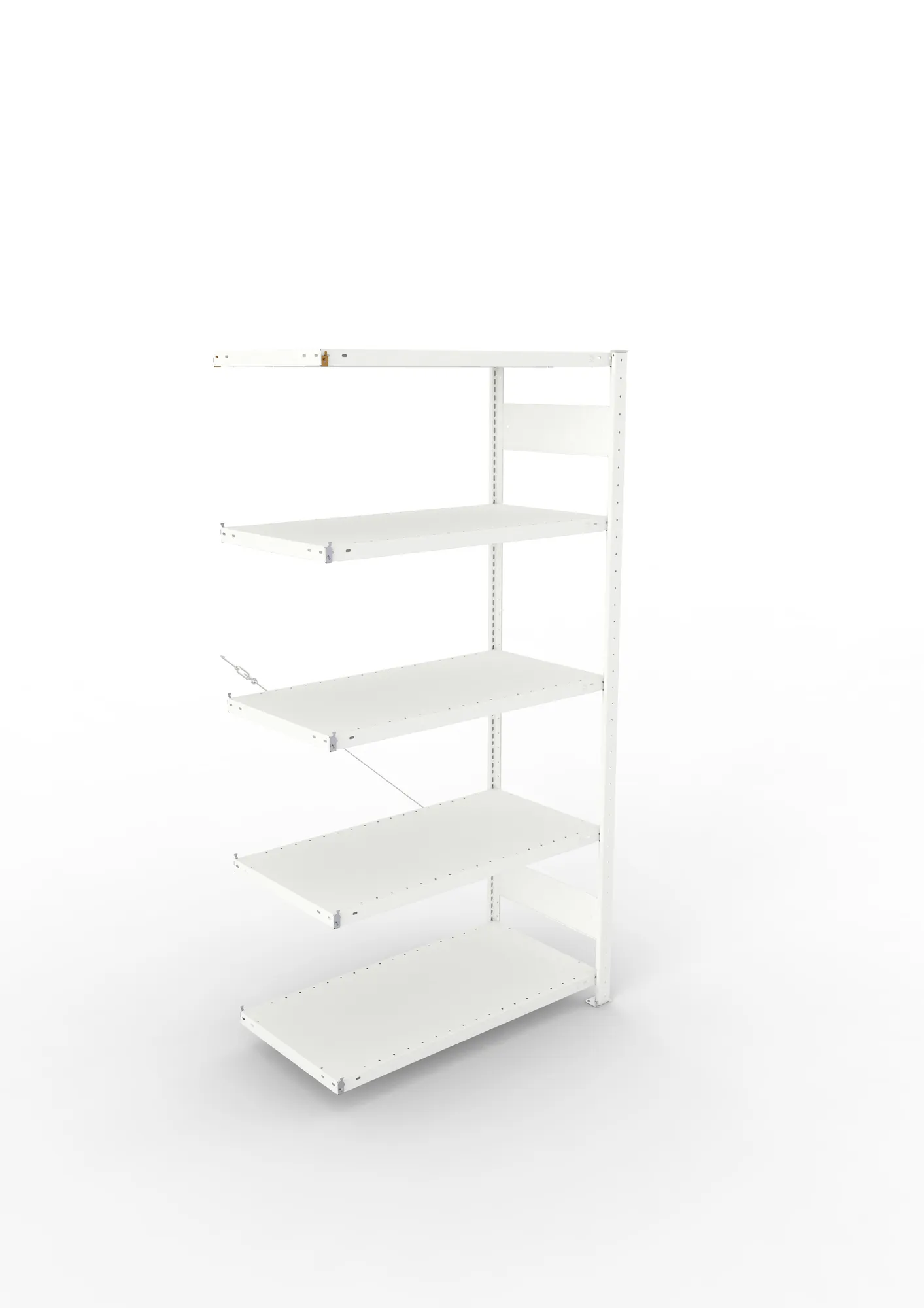 META CLIP, Fachbodenregal, Anbauregal, 2000 x 1000 x 500 mm, Fachlast 330 kg, 5 Ebenen, RAL 7035 – Ansicht von oben