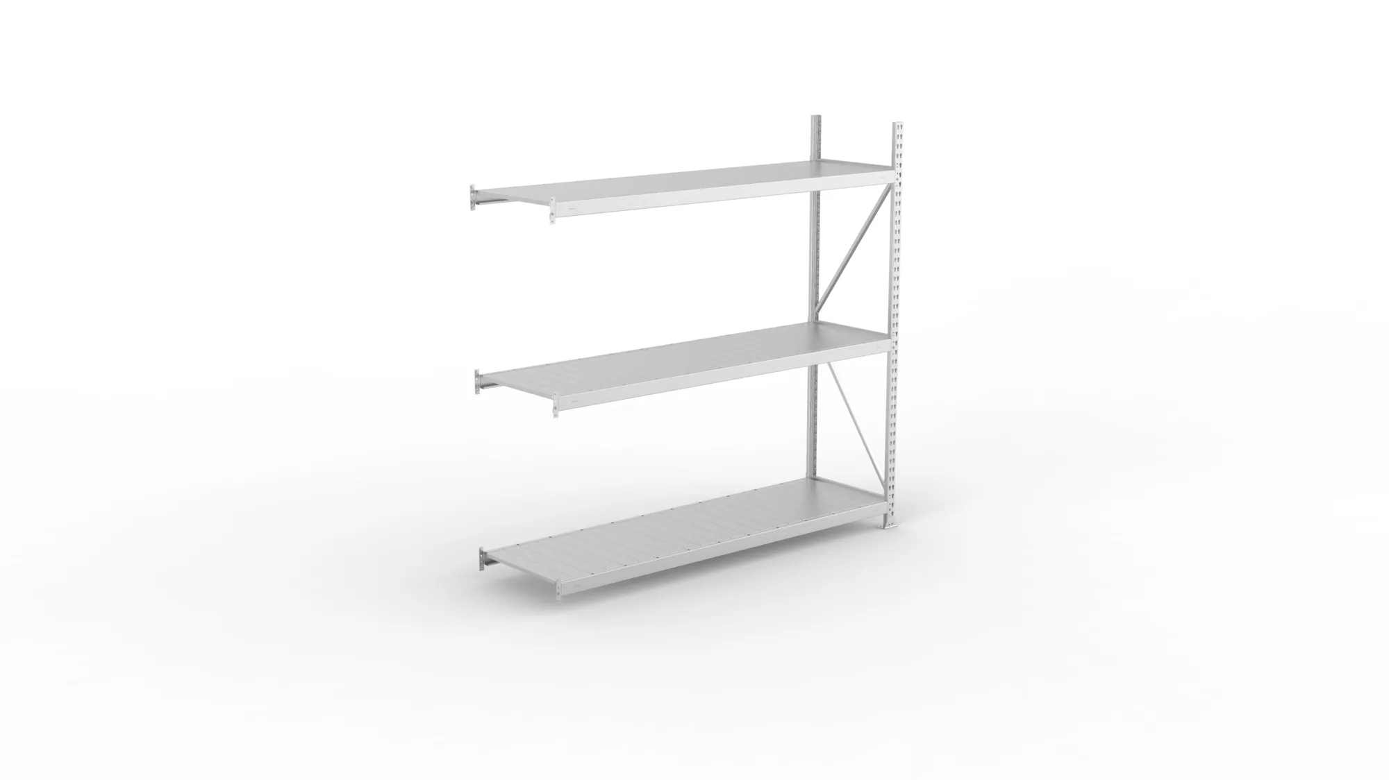 META MINI-RACK, Weitspannregal, Anbauregal, 2200 x 2200 x 650 mm, Fachlast 600 kg, Stahlpaneelböden, 3 Ebenen – Ansicht von oben