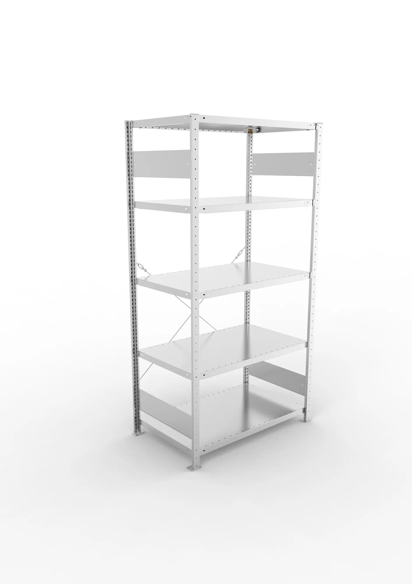 META CLIP S3, Fachbodenregal, Grundregal, 2000 x 1000 x 600 mm, Fachlast 230 kg, 5 Ebenen, verzinkt – Ansicht von oben