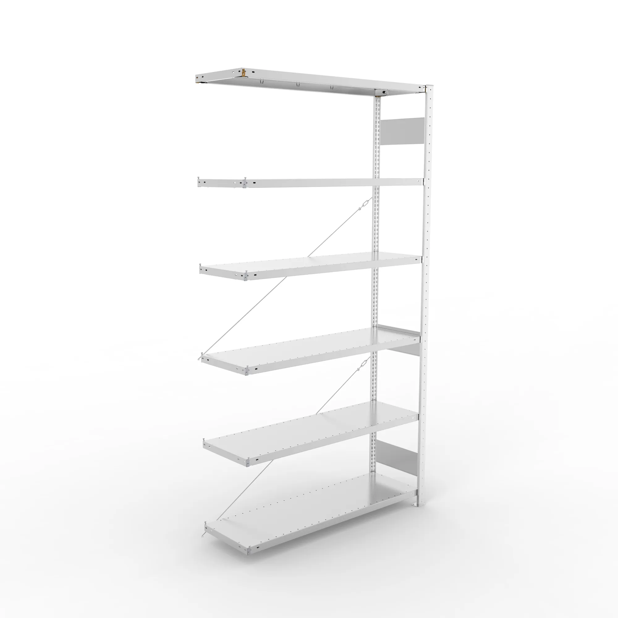 META CLIP S3, Fachbodenregal, Anbauregal, 2500 x 1300 x 400 mm, Fachlast 150 kg, 6 Ebenen, verzinkt – Ansicht von oben