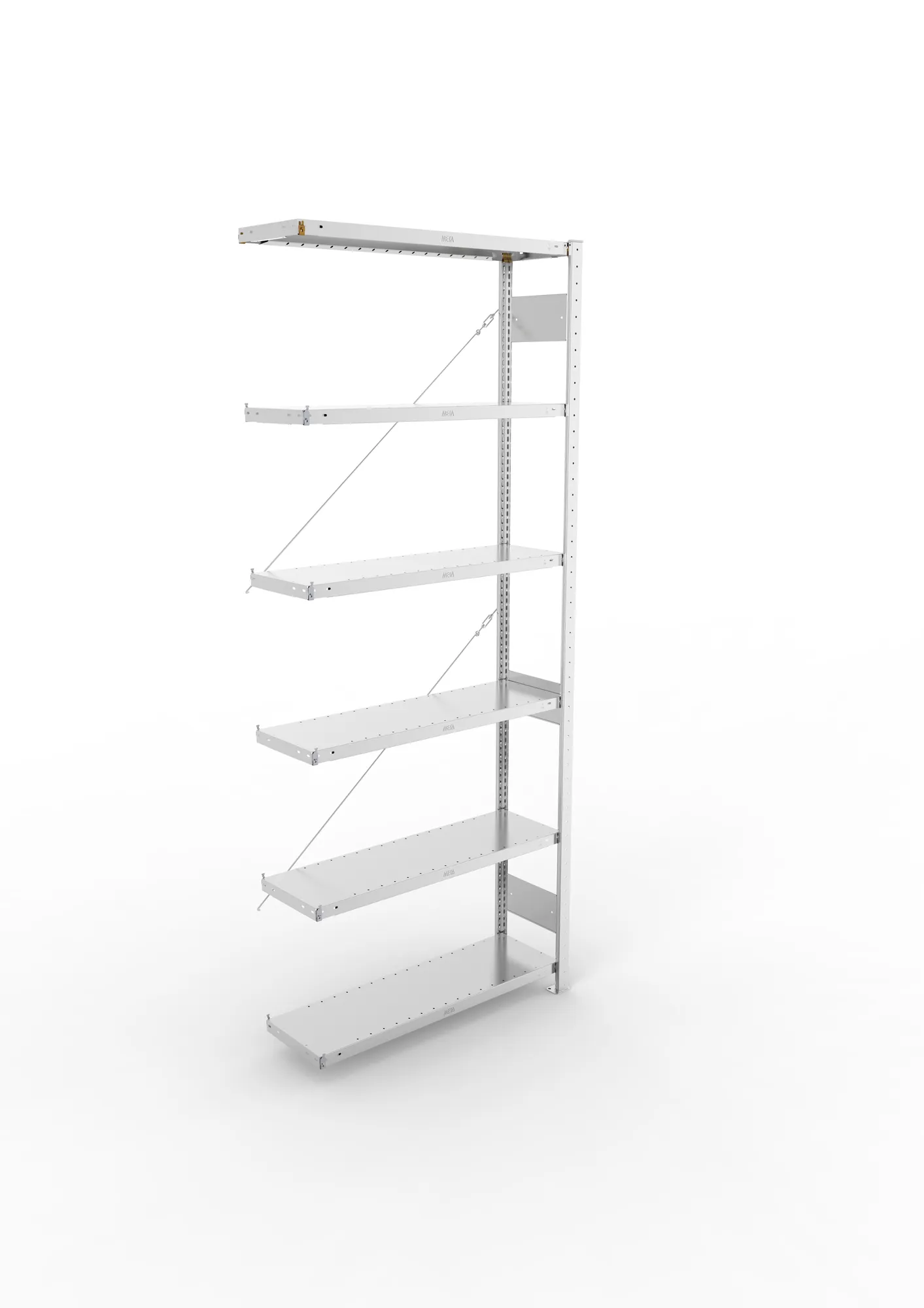 META CLIP, Fachbodenregal, Anbauregal, 2500 x 1000 x 300 mm, Fachlast 230 kg, 6 Ebenen, verzinkt – Ansicht von oben