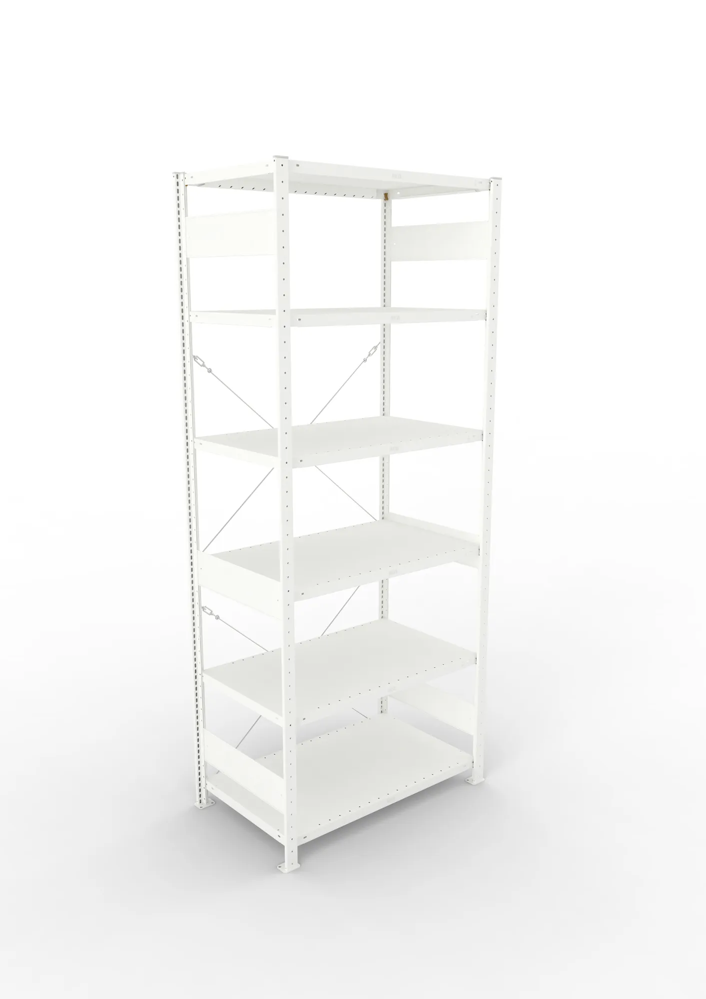 META CLIP, Fachbodenregal, Grundregal, 2500 x 1000 x 600 mm, Fachlast 230 kg, 6 Ebenen, RAL 7035 – Ansicht von oben