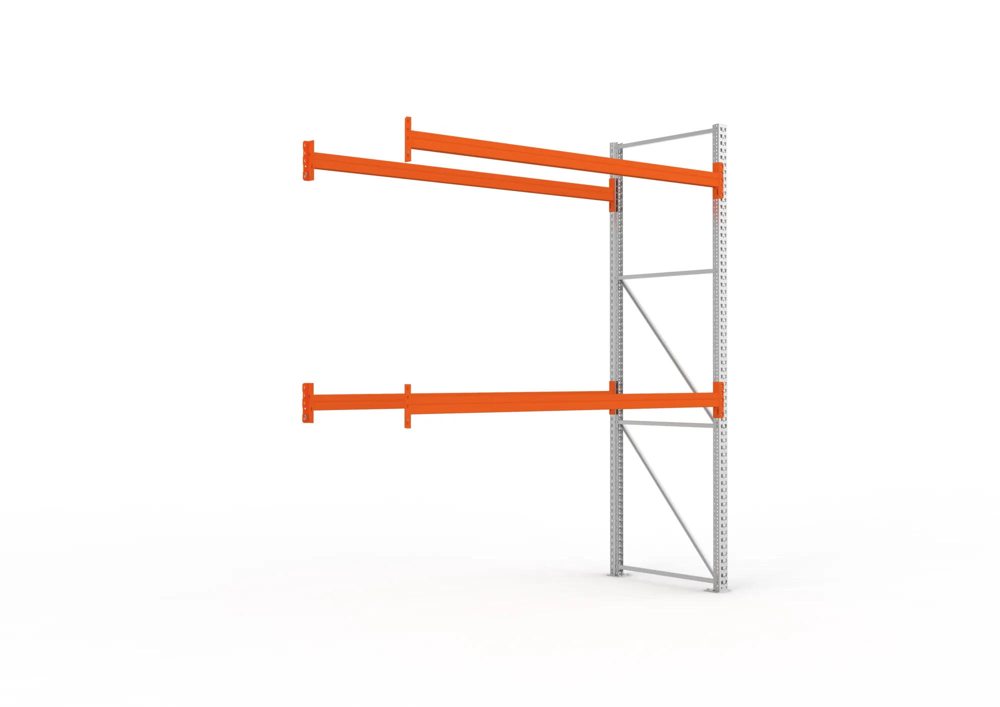 META MULTIPAL, Palettenregal, Anbauregal, 3300 x 2700 x 1100 mm, Fachlast 780 kg, 3 Ebenen, 9 Paletten, verzinkt – Ansicht in Blickhöhe