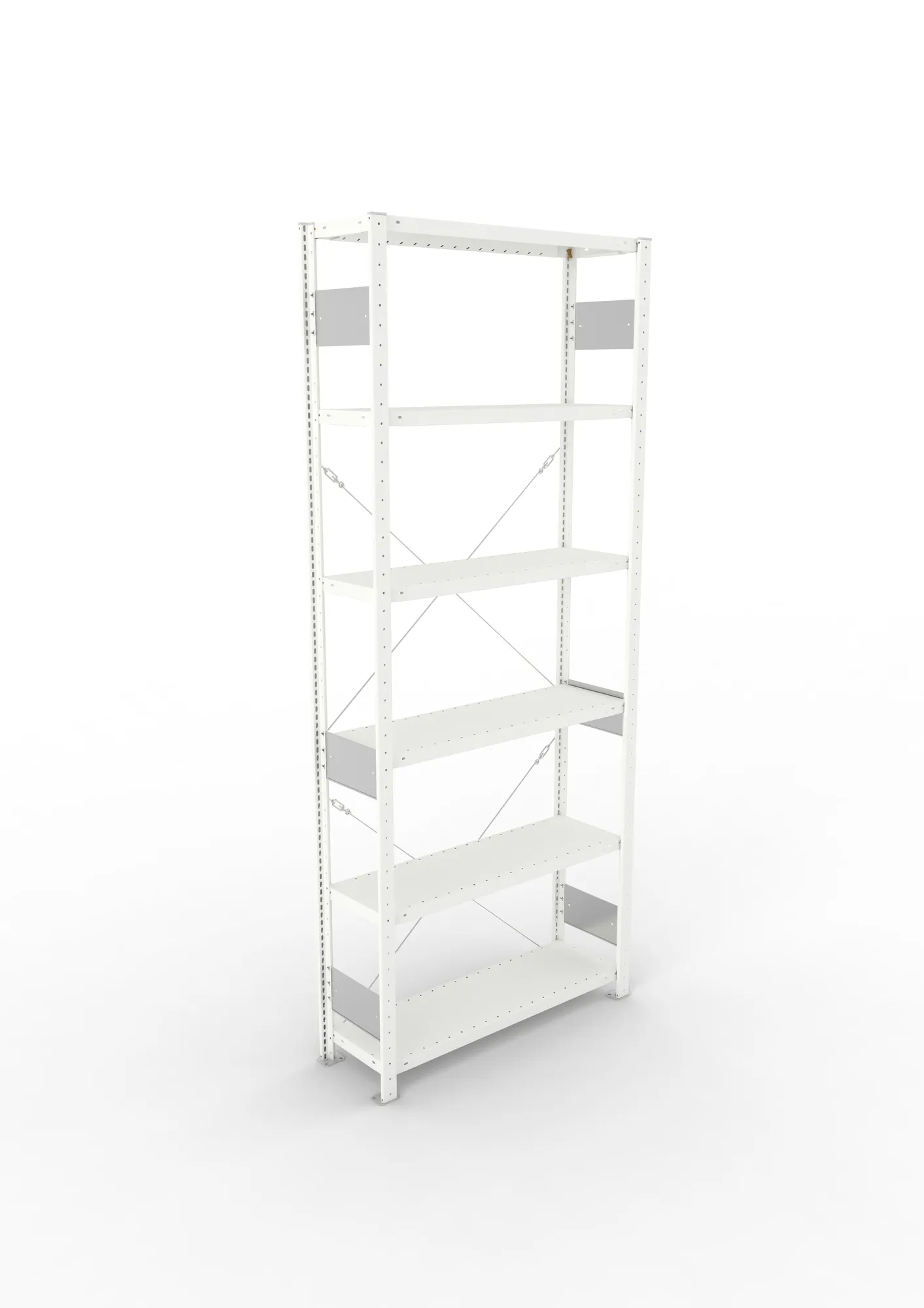 META CLIP S3, Fachbodenregal, Grundregal, 2500 x 1000 x 300 mm, Fachlast 230 kg, 6 Ebenen, RAL 7035 – Ansicht von oben