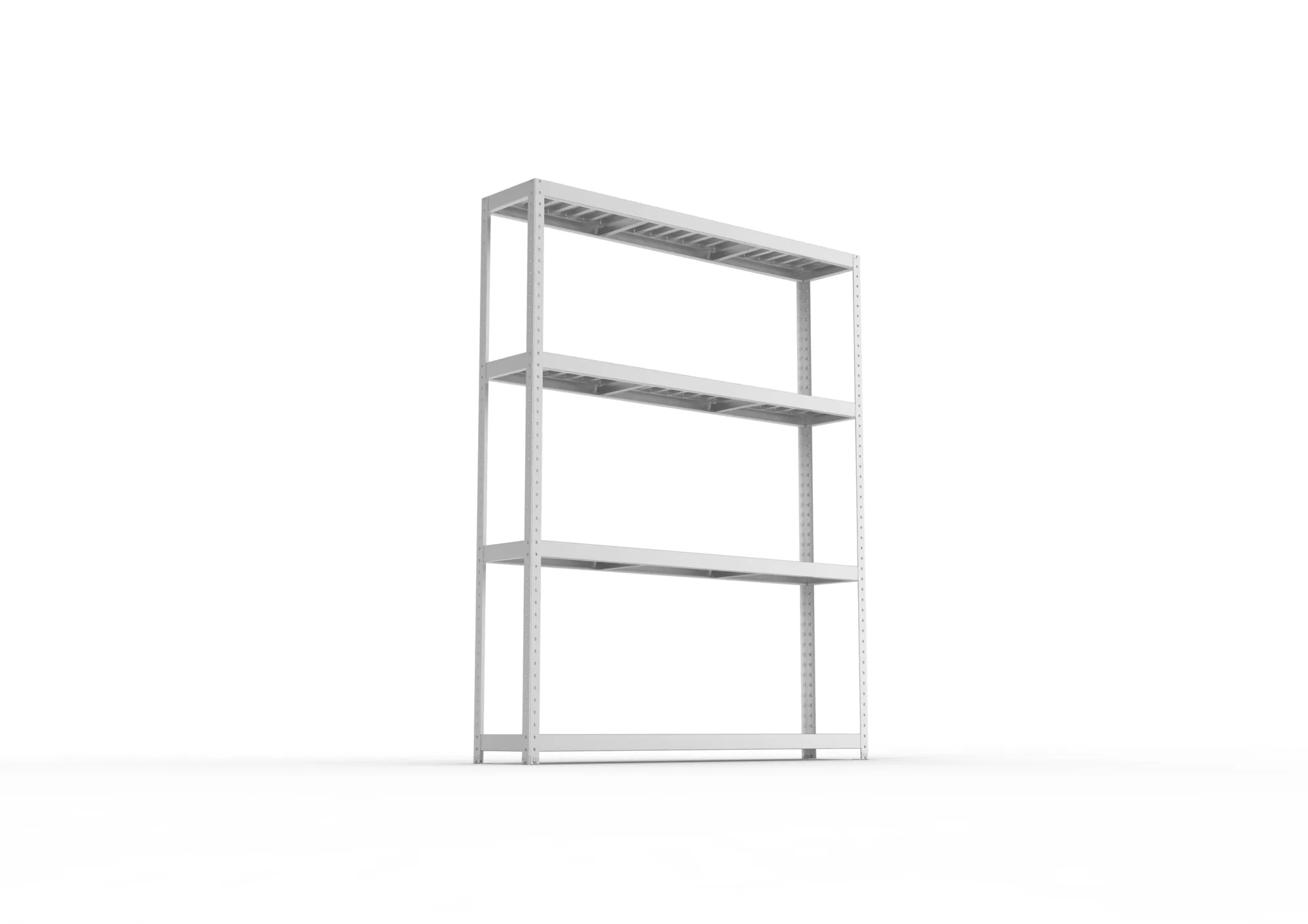 META SPEED-RACK, Weitspannregal, 2470 x 2000 x 400 mm, Fachlast 500 kg, Stahlpaneelböden, 4 Ebenen – Ansicht von unten