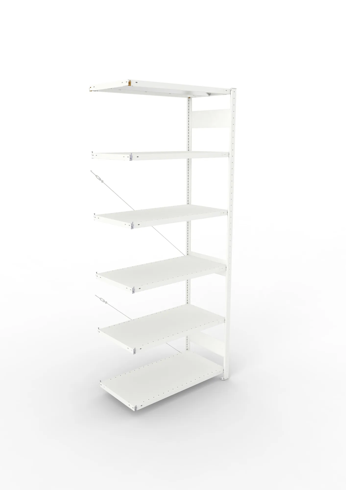 META CLIP, Fachbodenregal, Anbauregal, 2500 x 1000 x 500 mm, Fachlast 330 kg, 6 Ebenen, RAL 7035 – Ansicht von oben