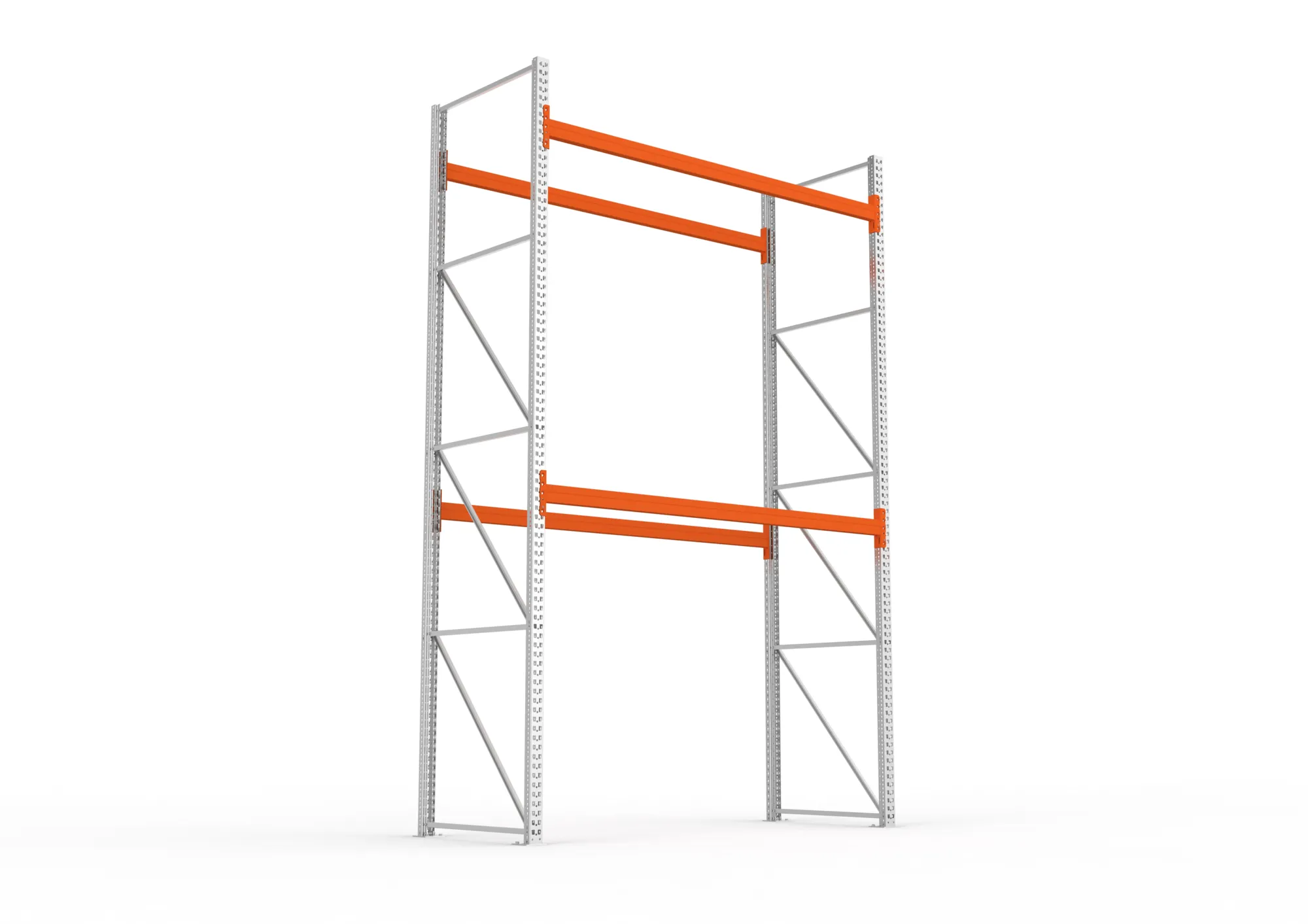 META MULTIPAL, Palettenregal, Grundregal, 4400 x 2700 x 1100 mm, Fachlast 770 kg, 3 Ebenen, 9 Paletten, verzinkt – Ansicht von unten