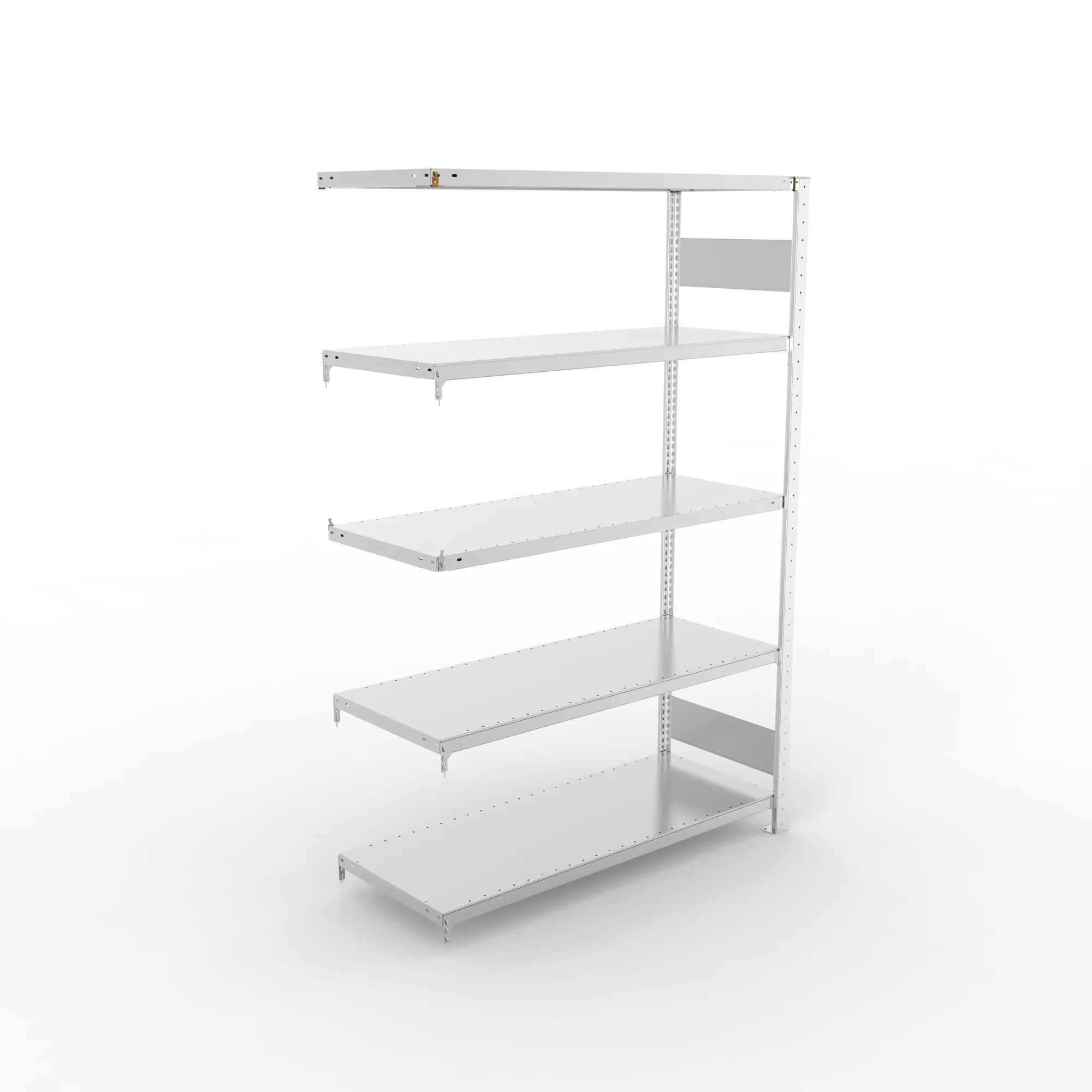 META CLIP S3, Fachbodenregal, Anbauregal, 2000 x 1300 x 500 mm, Fachlast 230 kg, 4 Ebenen, Längsriegel, verzinkt – Ansicht von oben