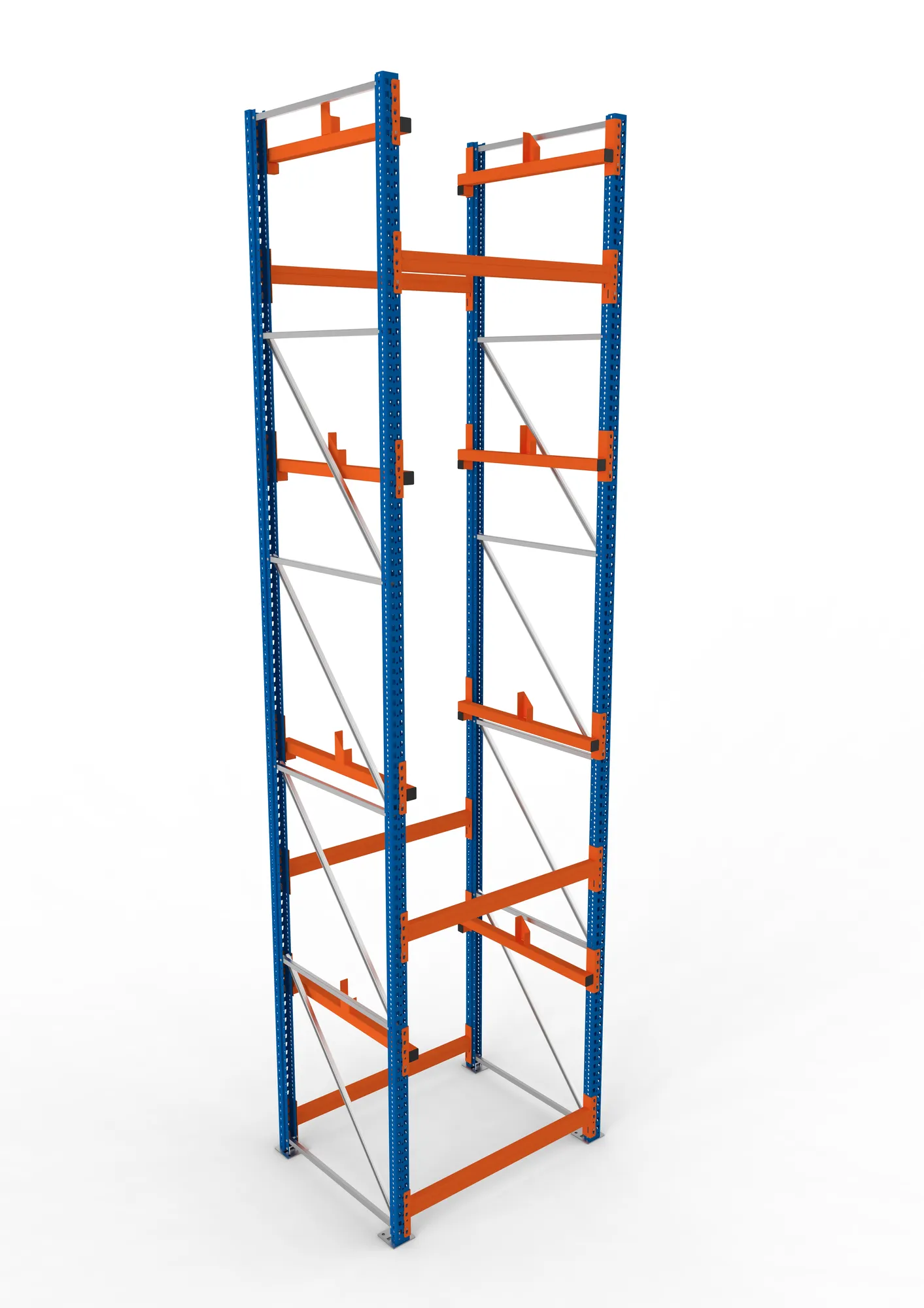 META MULTIPAL, Kabeltrommelregal, Grundregal, 5500 x 1300 x 1100 mm, Feldlast 5500 kg, 2 Ebenen, Typ 1, RAL 5010 – Ansicht von oben