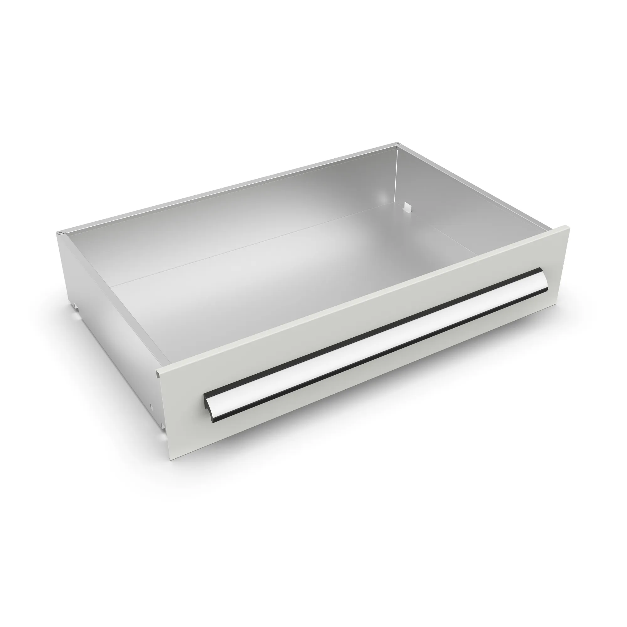 META CLIP, Schublade basic, 200 x 600 mm, RAL 7035 – Ansicht in Blickhöhe