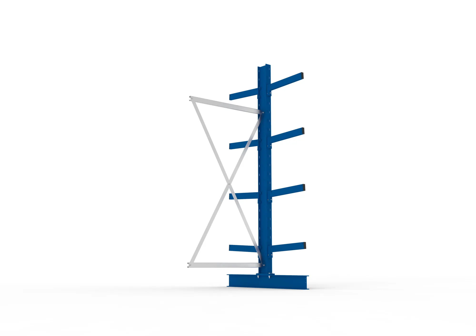 META MULTISTRONG M, Kragarmregal, Anbauregal, 2500 x 1000 x 500 mm, Armlast 430 kg, doppelseitig, 4+1 Ebenen – Ansicht von unten