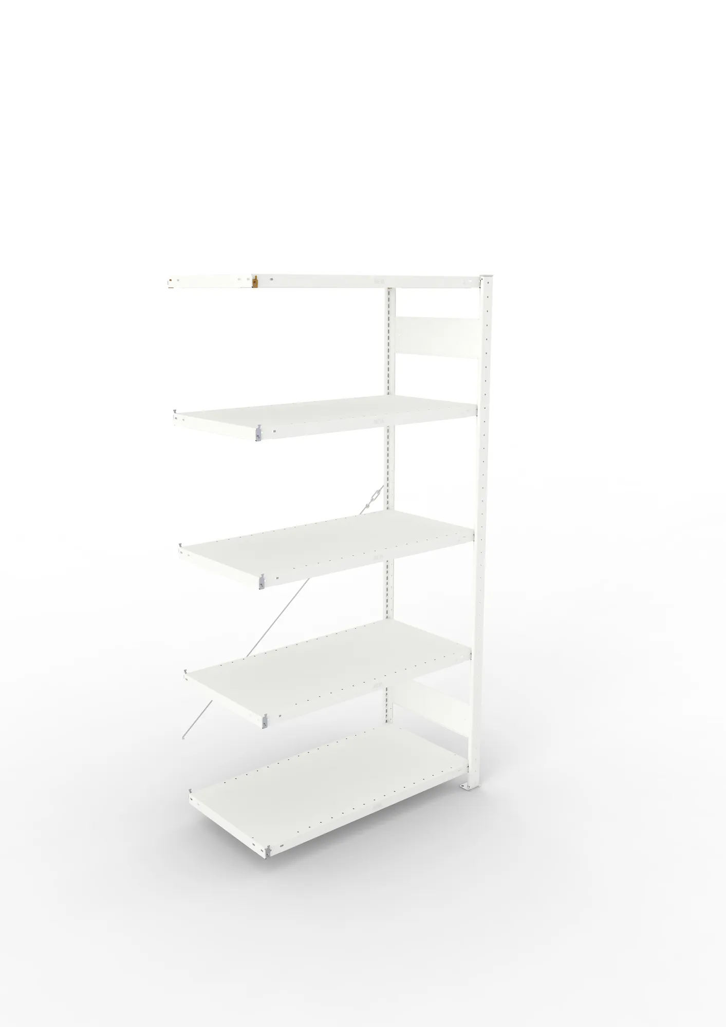 META CLIP, Fachbodenregal, Anbauregal, 2000 x 1000 x 500 mm, Fachlast 230 kg, 5 Ebenen, RAL 7035 – Ansicht von oben