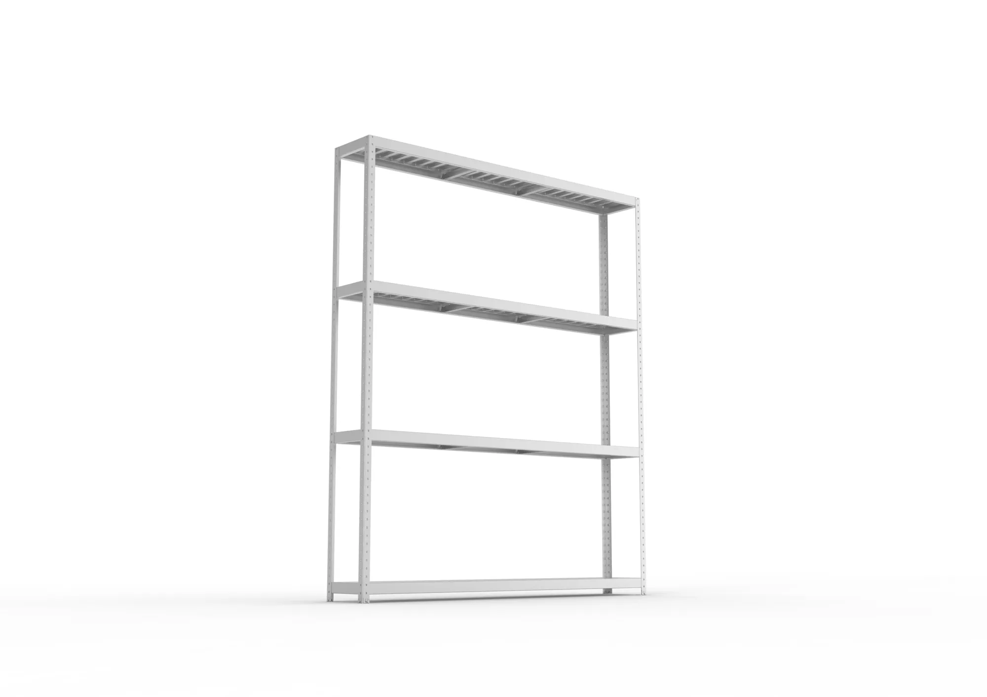 META SPEED-RACK, Weitspannregal, 2970 x 2500 x 400 mm, Fachlast 400 kg, Stahlpaneelböden, 4 Ebenen – Ansicht von unten