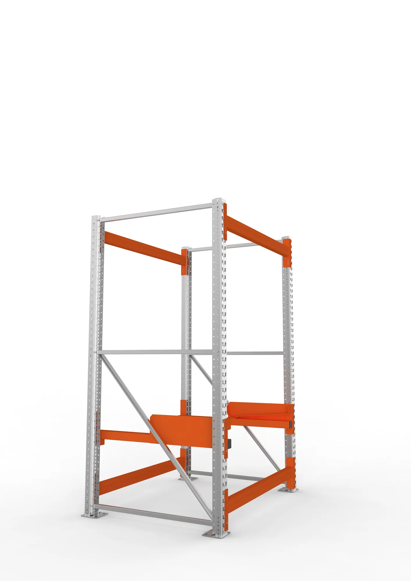 META MULTIPAL, Kabeltrommelregal, Grundregal, 2200 x 1300 x 1100 mm, Feldlast 4000 kg, 2 Ebenen, Typ 2, verzinkt – Seitenansicht