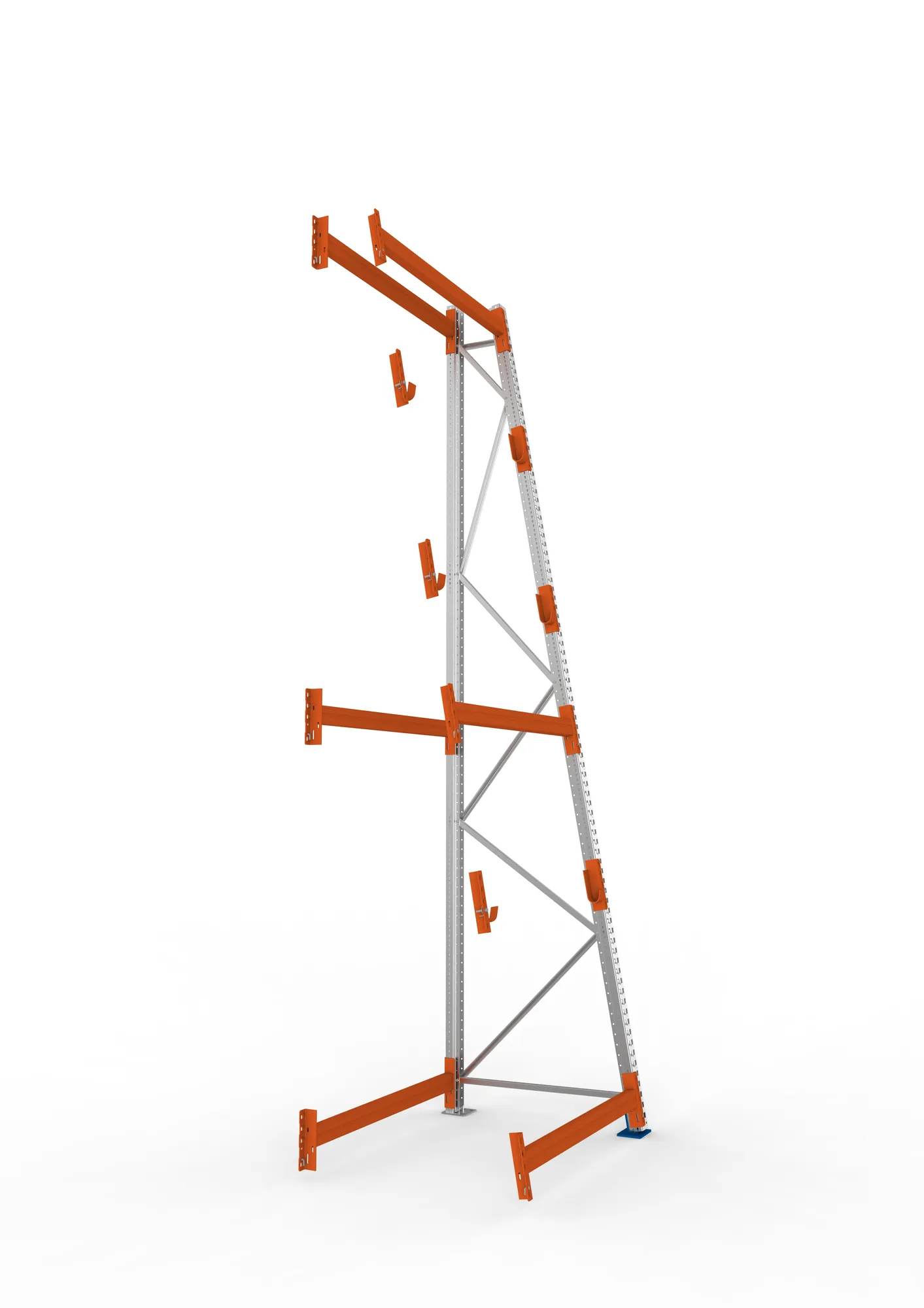META MULTIPAL, Kabeltrommelregal, Anbauregal, 4400 x 1300 x 1100 mm, Feldlast 2250 kg, 3 Ebenen, Typ 3/A-Ständer, verzinkt – Seitenansicht
