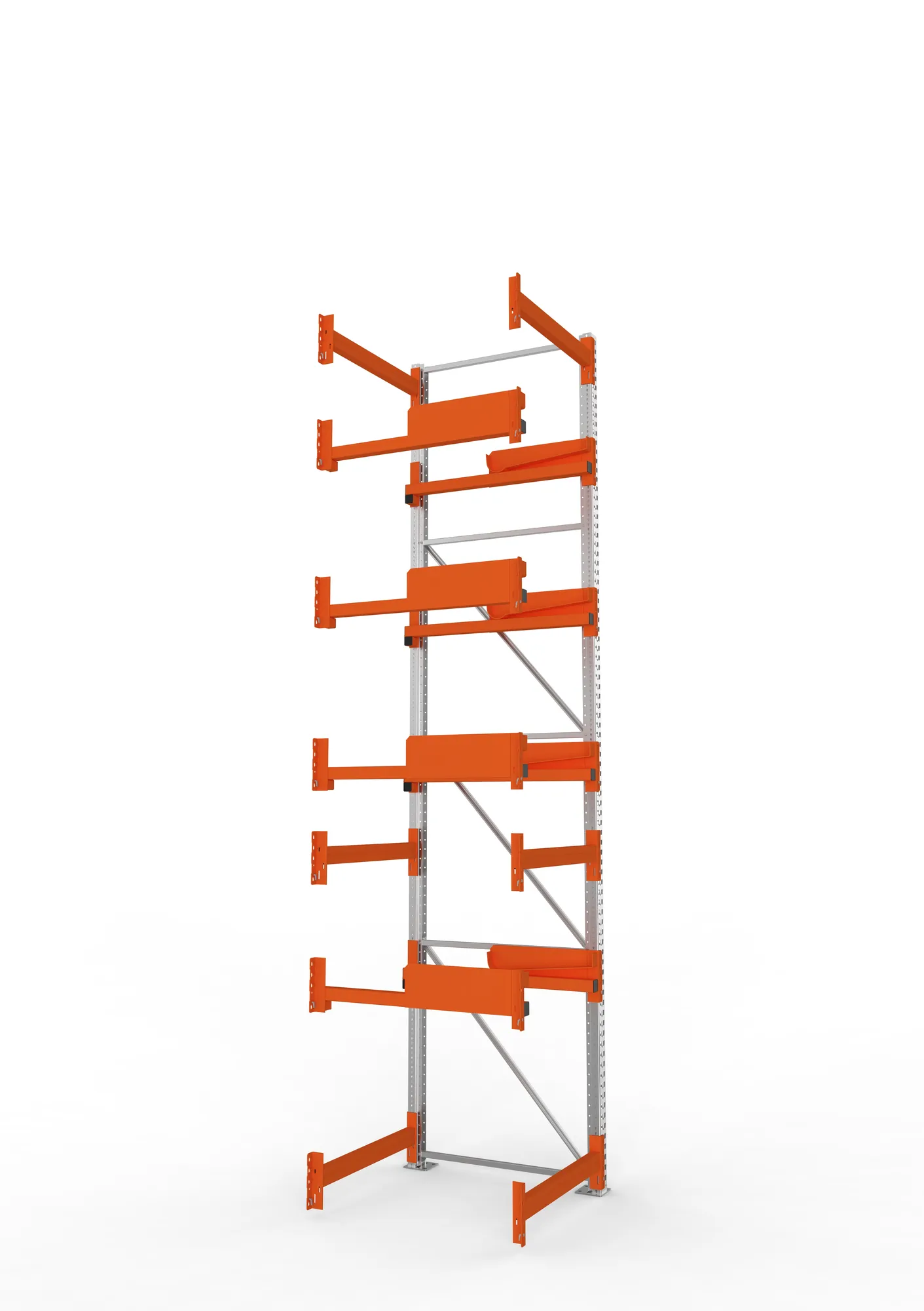 META MULTIPAL, Kabeltrommelregal, Anbauregal, 4400 x 900 x 1100 mm, Feldlast 5500 kg, 4 Ebenen, Typ 2, verzinkt – Seitenansicht