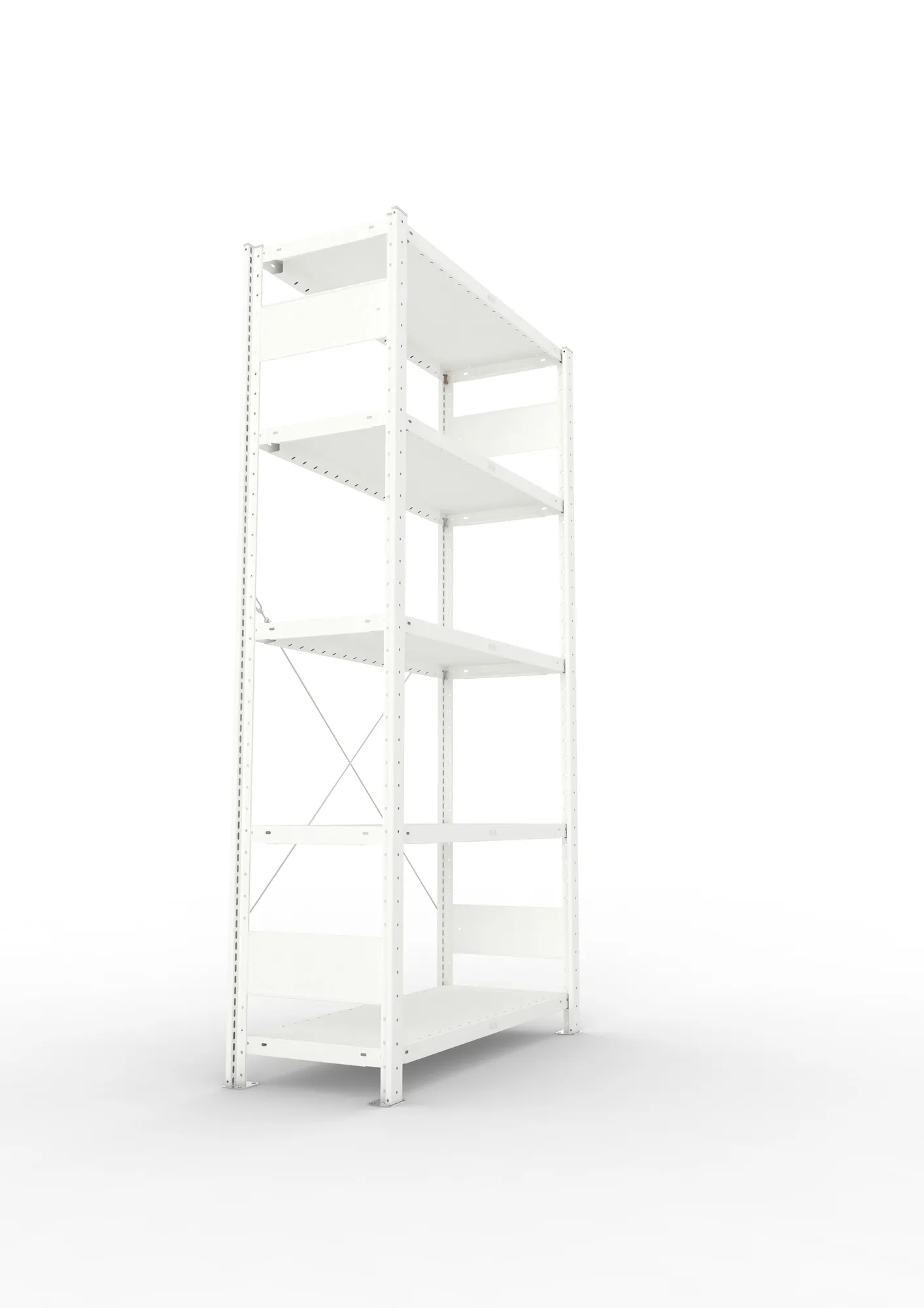 META CLIP, Fachbodenregal, Grundregal, 2000 x 1000 x 400 mm, Fachlast 230 kg, 5 Ebenen, RAL 7035 – Seitenansicht