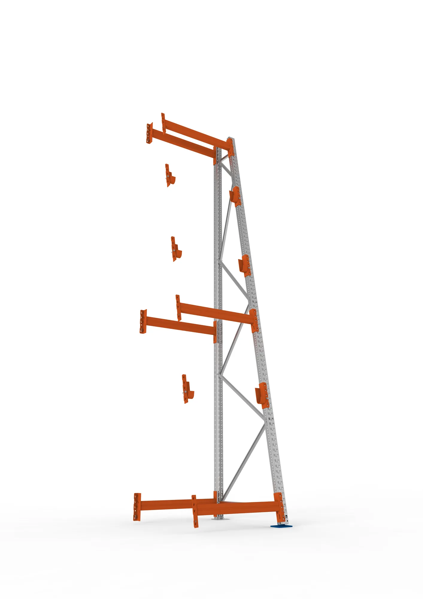 META MULTIPAL, Kabeltrommelregal, Anbauregal, 4400 x 900 x 1100 mm, Feldlast 2250 kg, 3 Ebenen, Typ 3/A-Ständer, verzinkt – Ansicht von unten