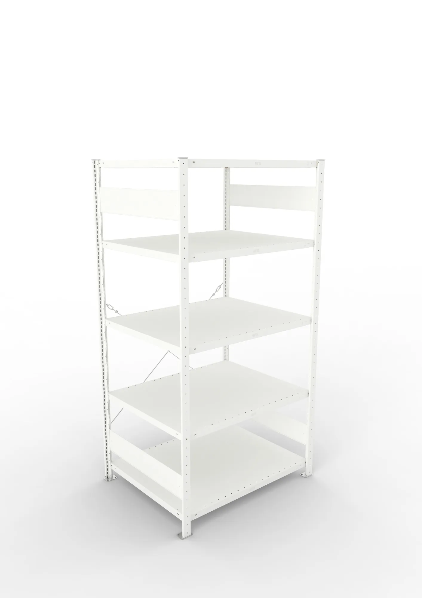 META CLIP, Fachbodenregal, Grundregal, 2000 x 1000 x 800 mm, Fachlast 230 kg, 5 Ebenen, RAL 7035 – Ansicht von oben