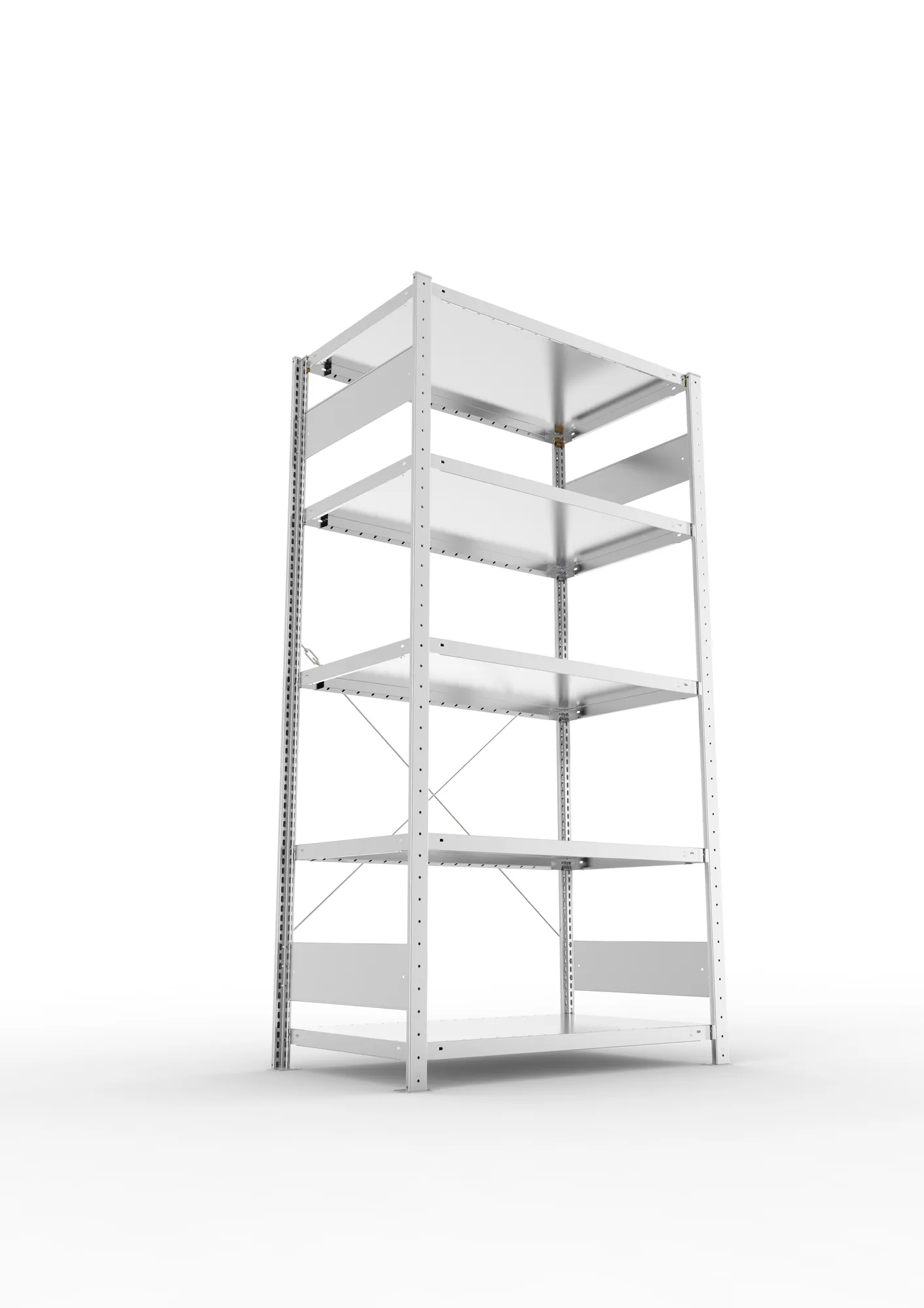 META CLIP S3, Fachbodenregal, Grundregal, 2000 x 1000 x 600 mm, Fachlast 230 kg, 5 Ebenen, verzinkt – Ansicht von unten
