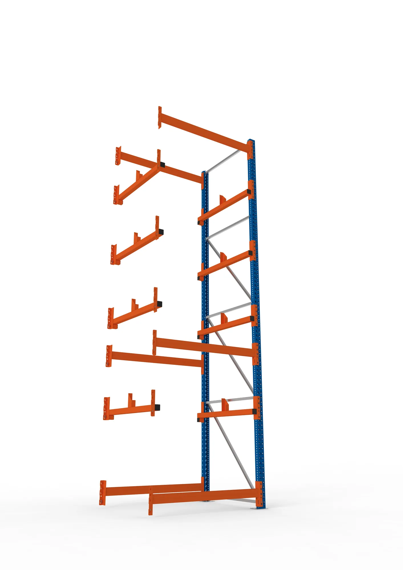 META MULTIPAL, Kabeltrommelregal, Anbauregal, 4400 x 1300 x 1100 mm, Feldlast 5500 kg, 2 Ebenen, Typ 1, RAL 5010 – Ansicht von unten