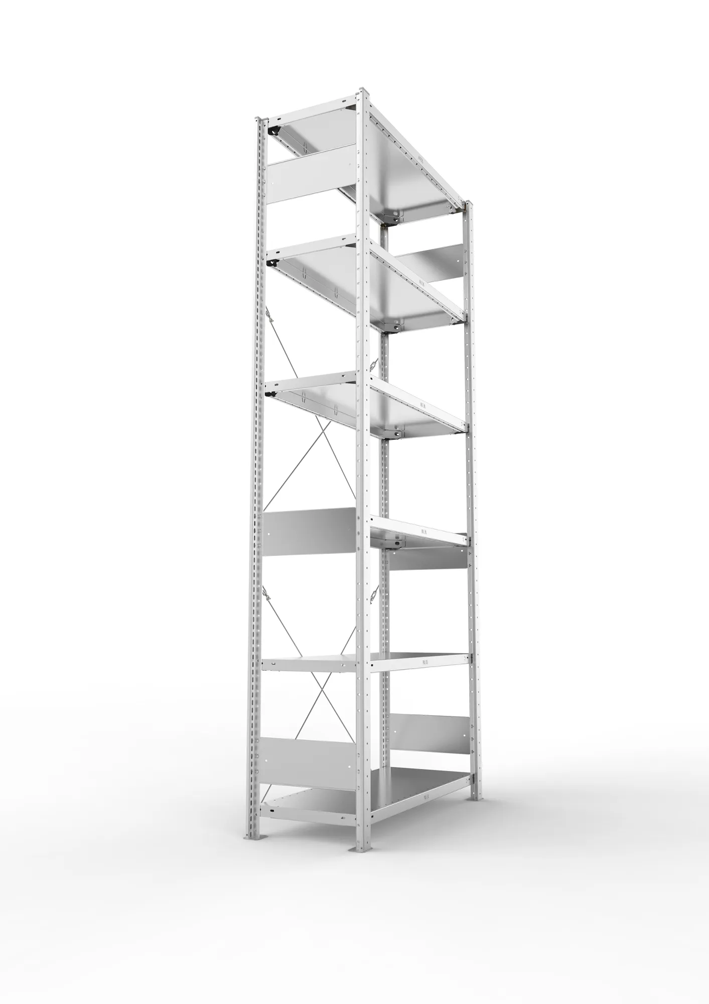 META CLIP S3, Fachbodenregal, Grundregal, 2500 x 1000 x 400 mm, Fachlast 150 kg, 6 Ebenen, verzinkt – Seitenansicht