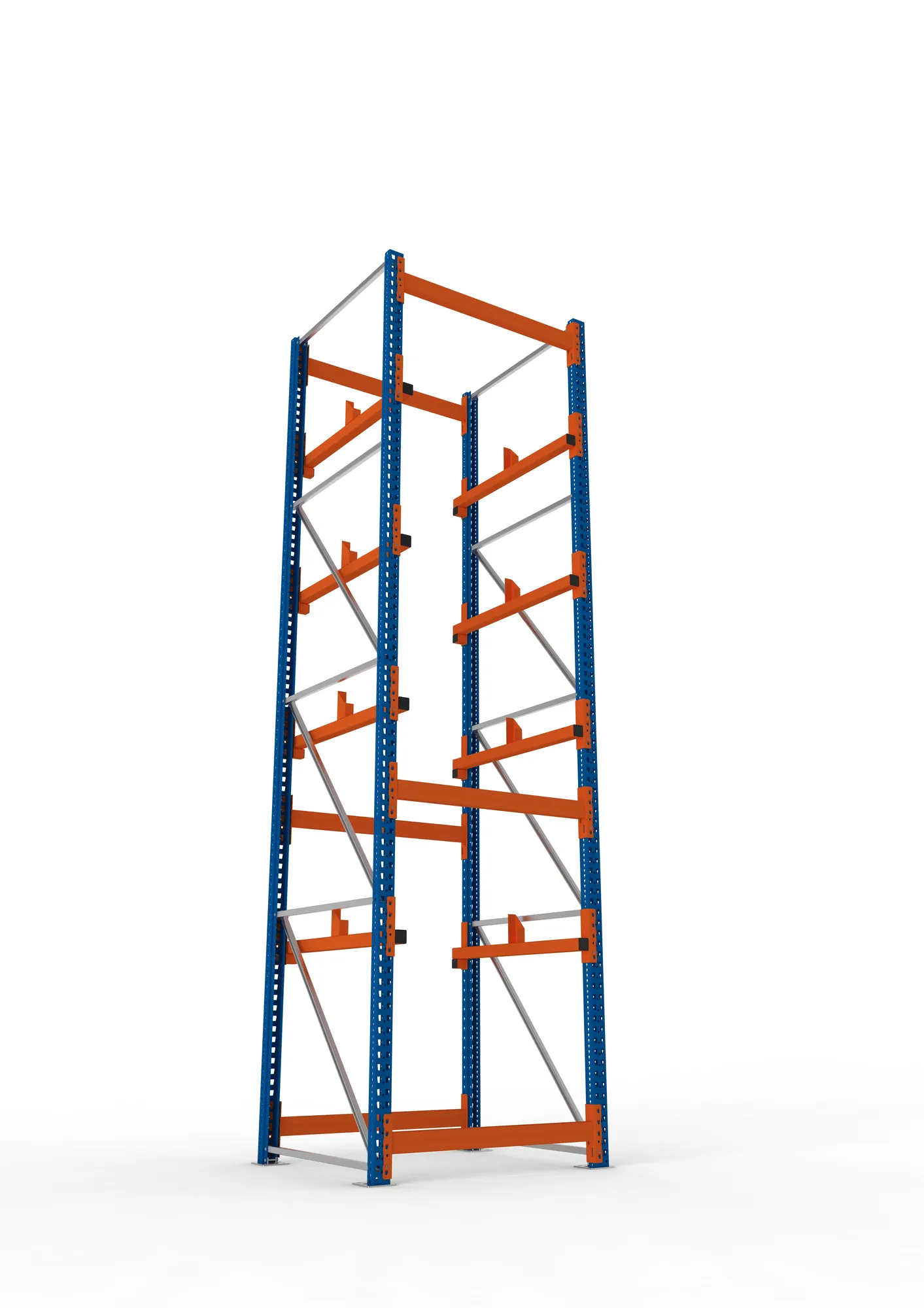 META MULTIPAL, Kabeltrommelregal, Grundregal, 4400 x 1100 x 1100 mm, Feldlast 5500 kg, 2 Ebenen, Typ 1, RAL 5010 – Ansicht von unten