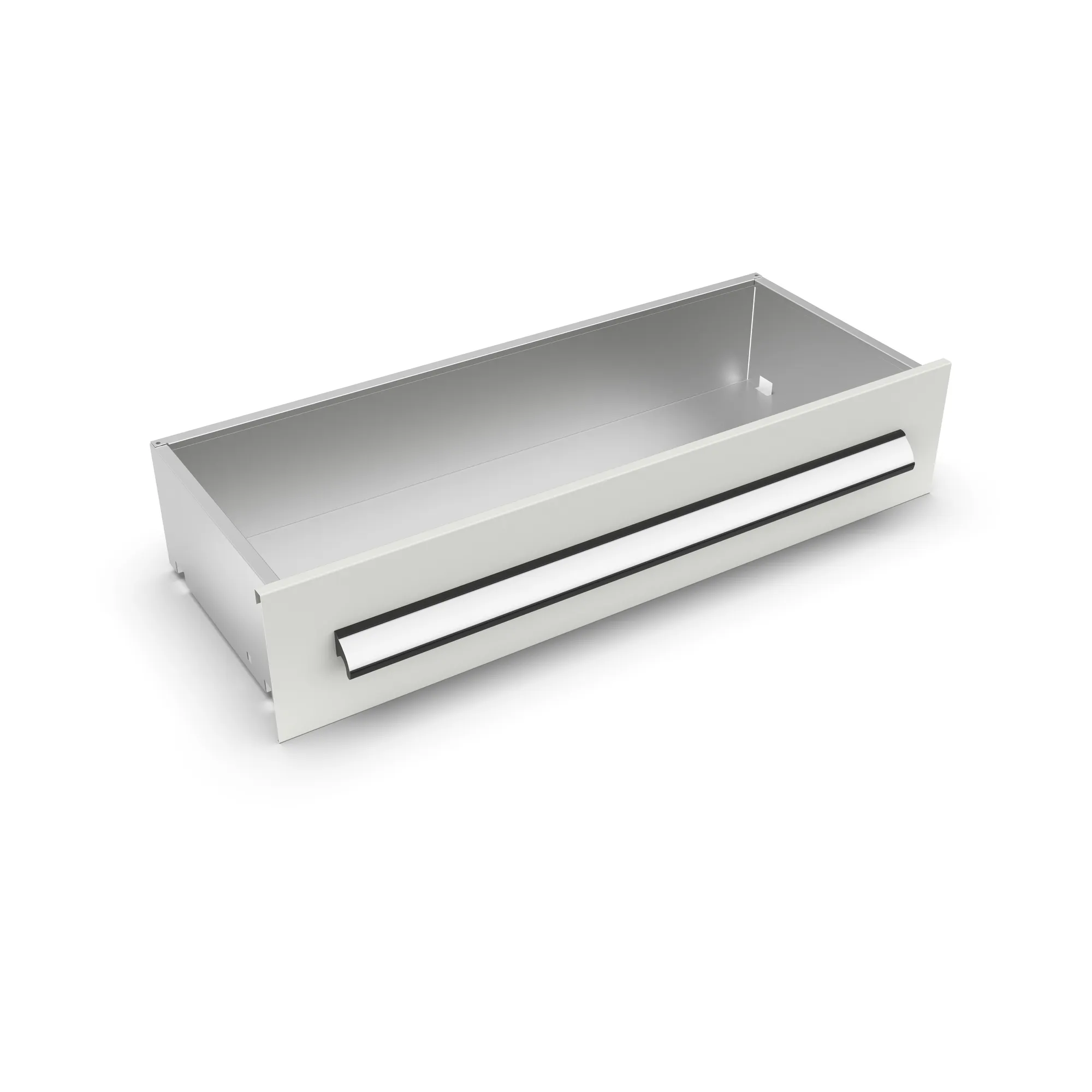 META CLIP, Schublade basic, 200 x 400 mm, RAL 7035 – Ansicht in Blickhöhe
