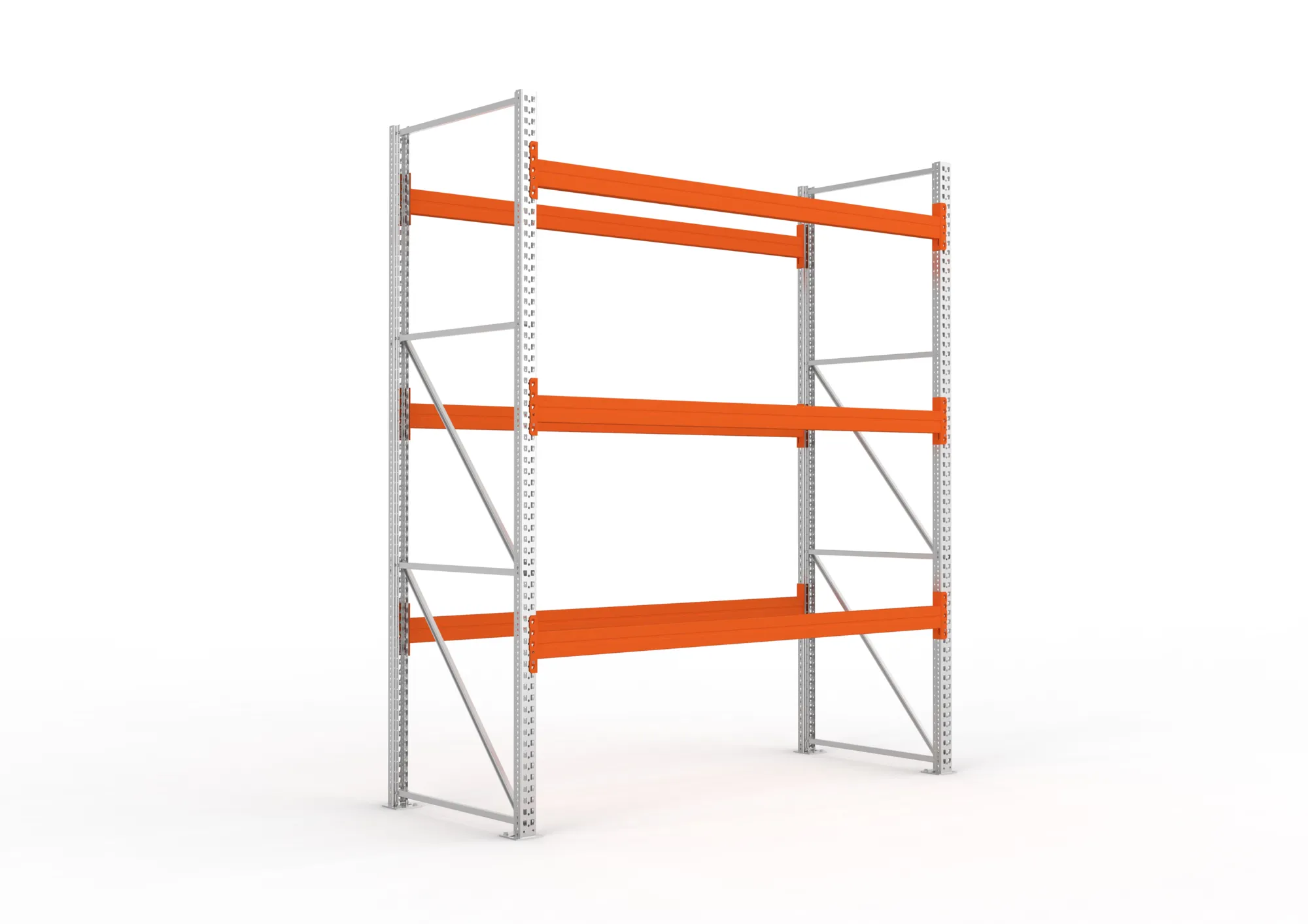 META MULTIPAL, Palettenregal, Grundregal, 3300 x 2700 x 1100 mm, Fachlast 980 kg, 4 Ebenen, 12 Paletten, verzinkt – Ansicht in Blickhöhe