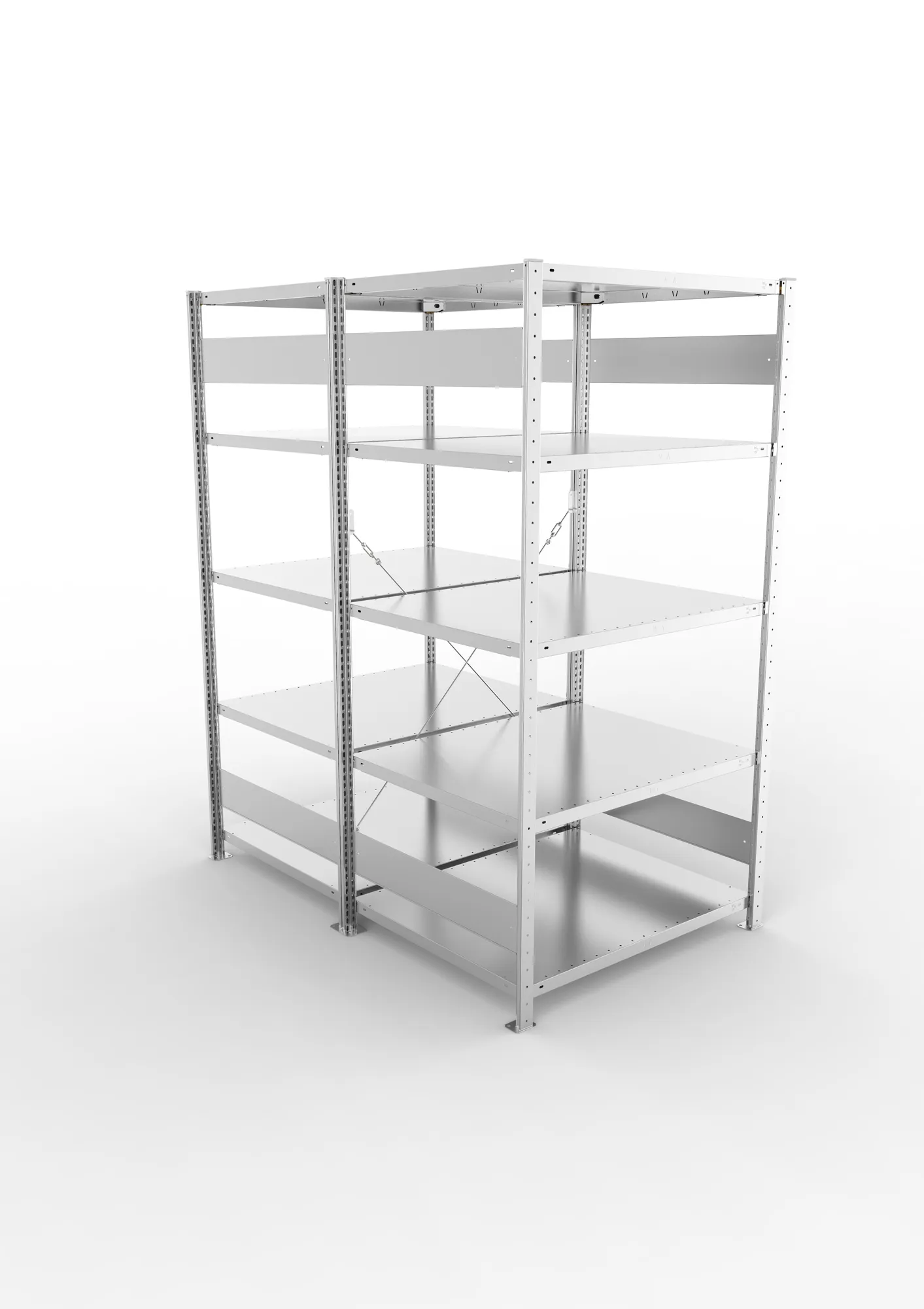 META CLIP, Fachbodenregal, Doppel-Grundregal, 2000 x 1000 x 800 mm, Fachlast 230 kg, 5 Ebenen, verzinkt – Ansicht von oben