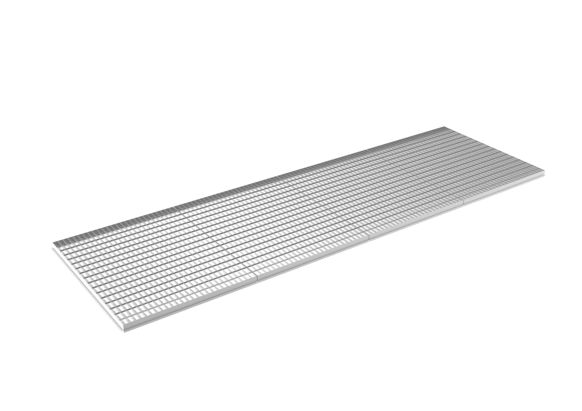 META MULTIPAL, Gitterrostboden aufgelegt, 3600 x 1100 mm, 1000 kg/m², feuerverzinkt – Ansicht in Blickhöhe