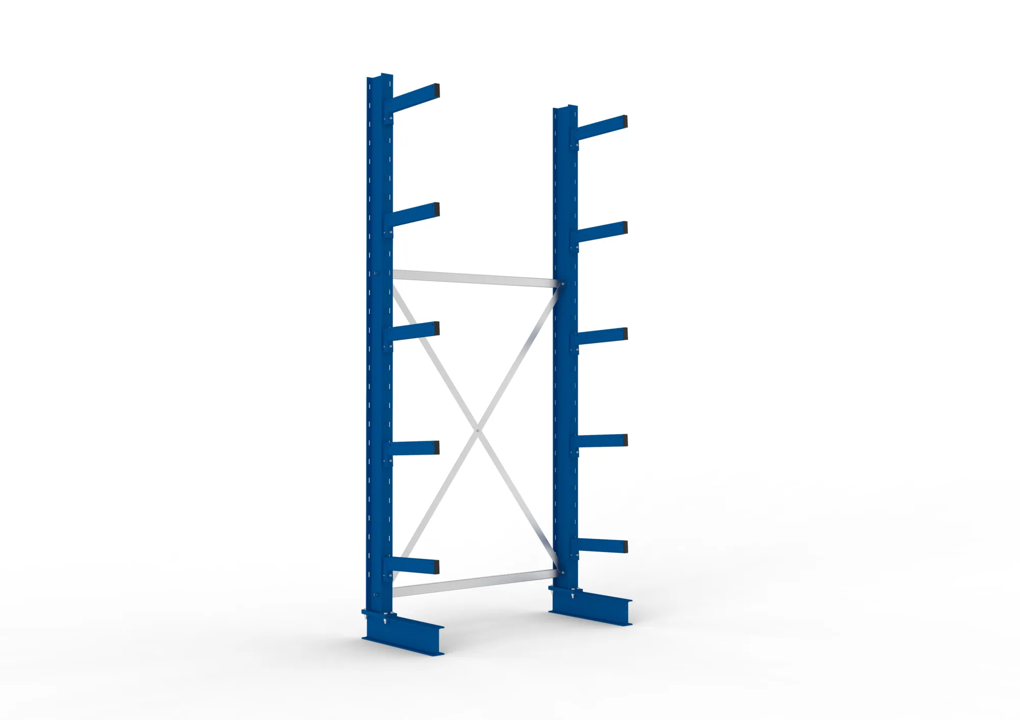 META MULTISTRONG M, Kragarmregal, Grundregal, 3000 x 1300 x 400 mm, Armlast 535 kg, einseitig, 5+1 Ebenen – Ansicht in Blickhöhe