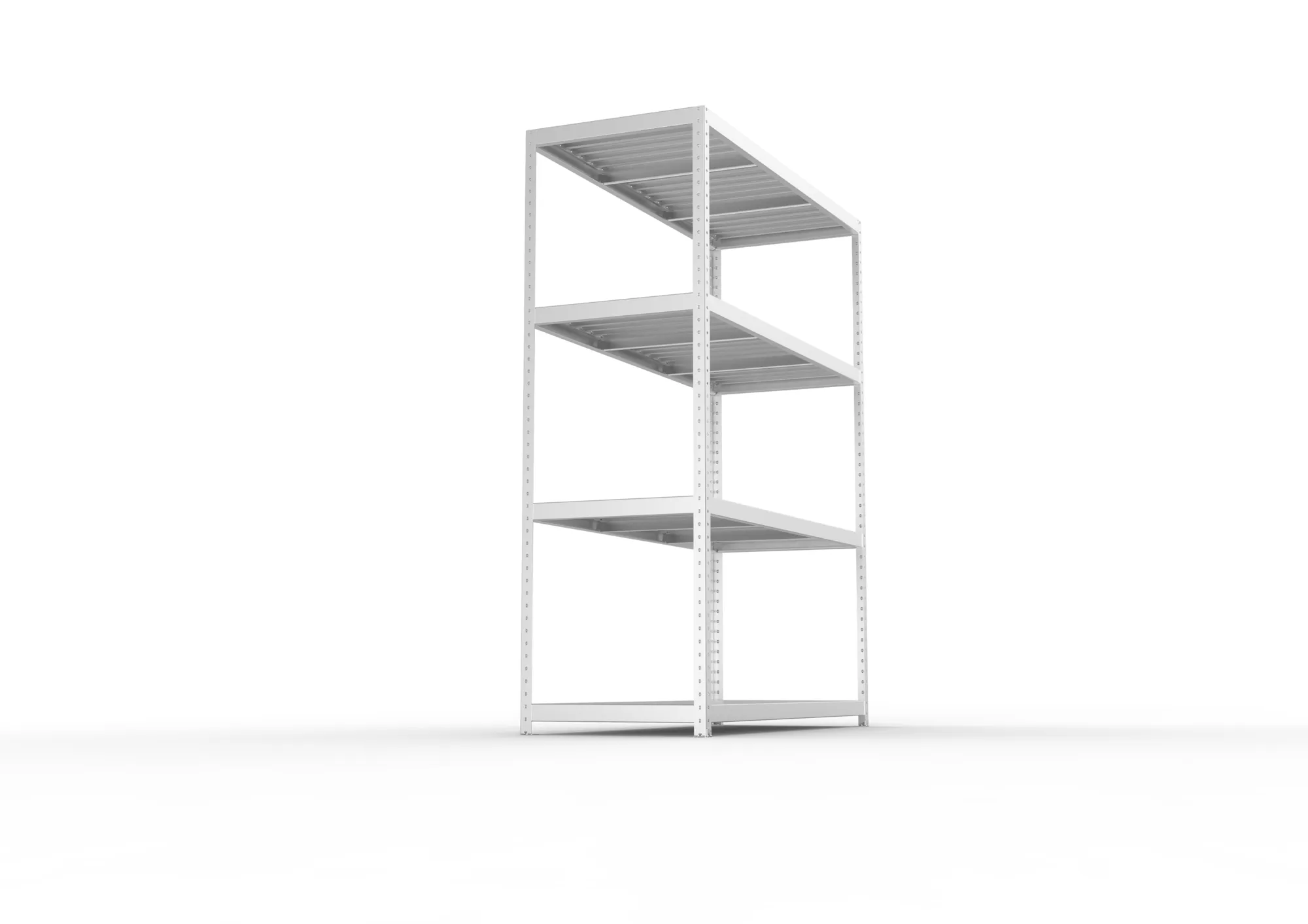 META SPEED-RACK, Weitspannregal, 2470 x 2000 x 800 mm, Fachlast 500 kg, Stahlpaneelböden, 4 Ebenen – Seitenansicht
